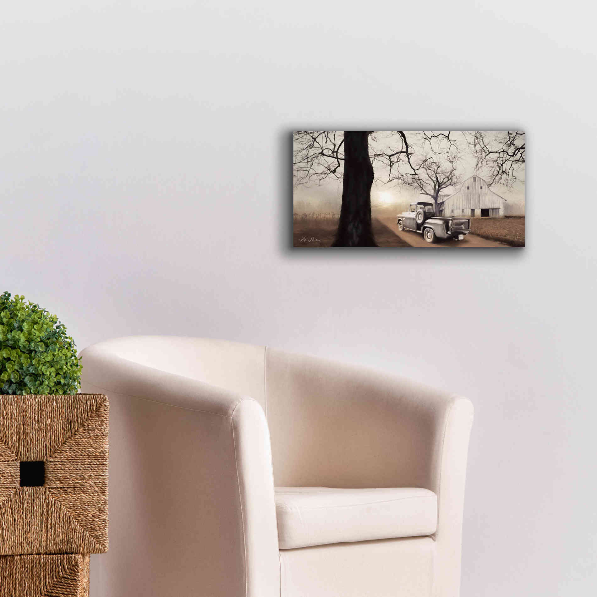 'Millersburg Sunrise with Truck' by Lori Deiter, Canvas Wall Art,24 x 12