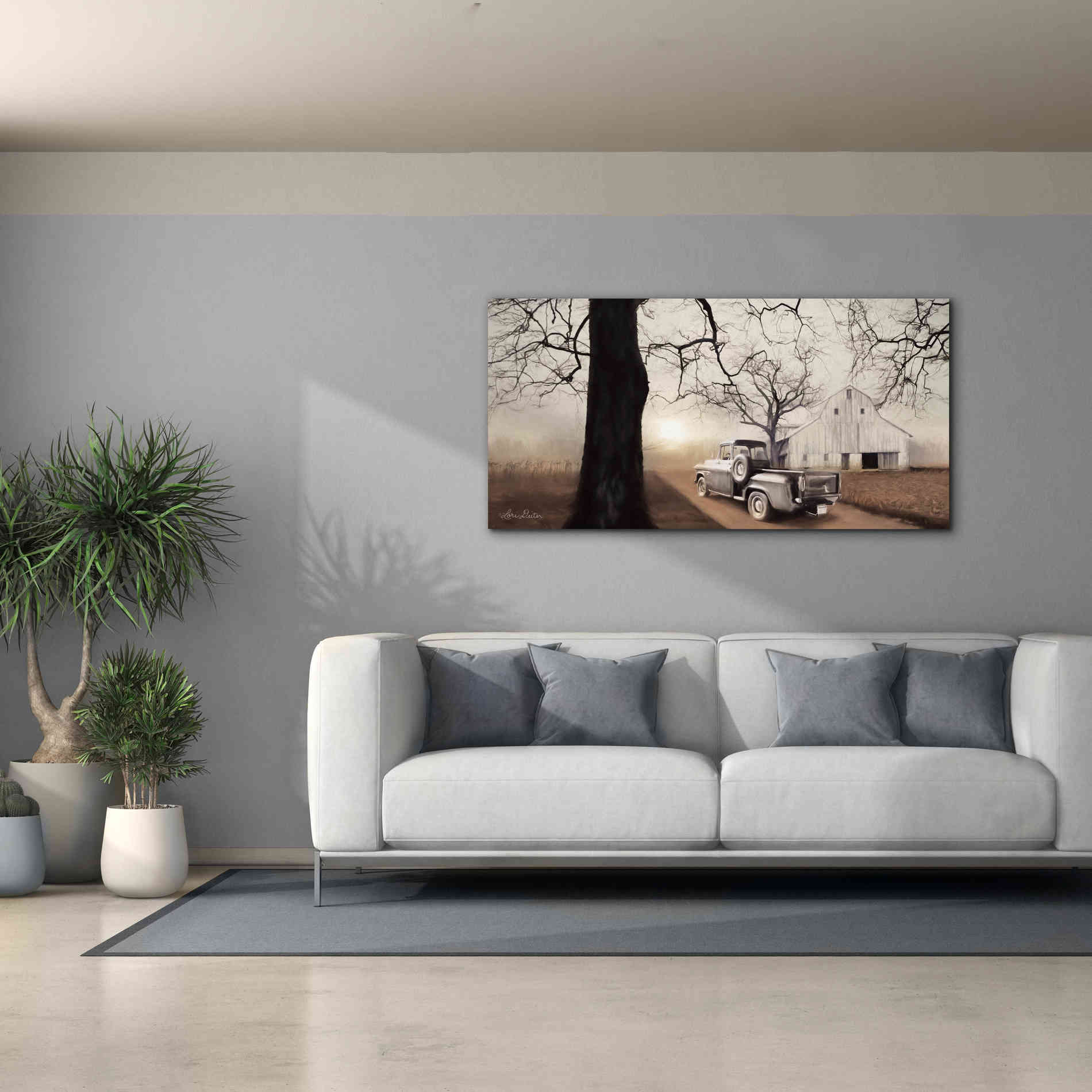 'Millersburg Sunrise with Truck' by Lori Deiter, Canvas Wall Art,60 x 30