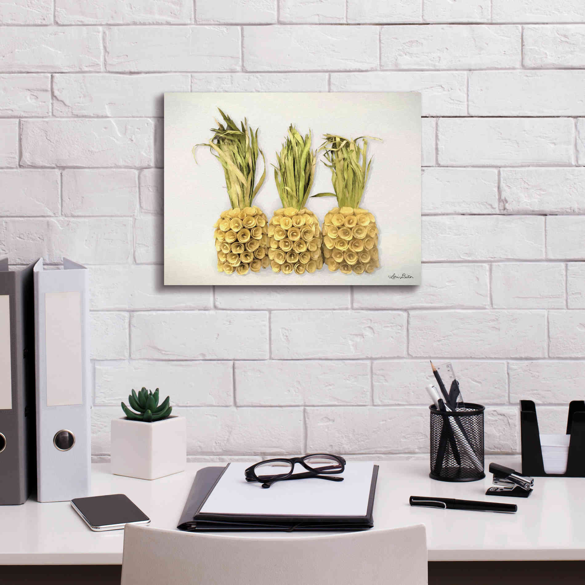 'Pineapples' by Lori Deiter, Canvas Wall Art,16 x 12