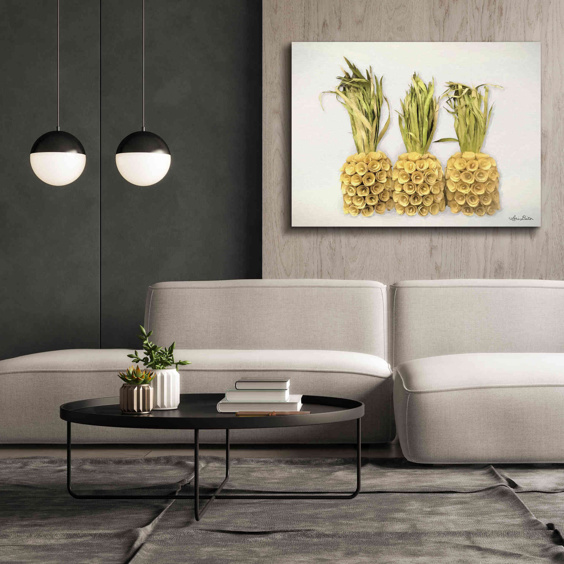 'Pineapples' by Lori Deiter, Canvas Wall Art,54 x 40
