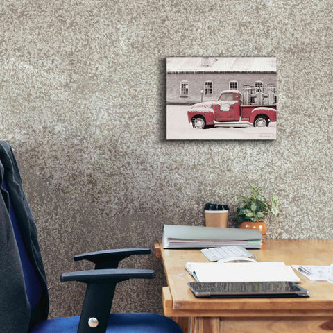 Image of 'Old Sled Works Red Truck' by Lori Deiter, Canvas Wall Art,16 x 12