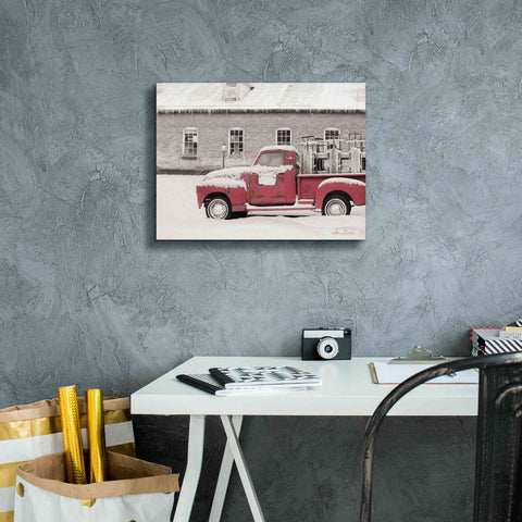 Image of 'Old Sled Works Red Truck' by Lori Deiter, Canvas Wall Art,16 x 12