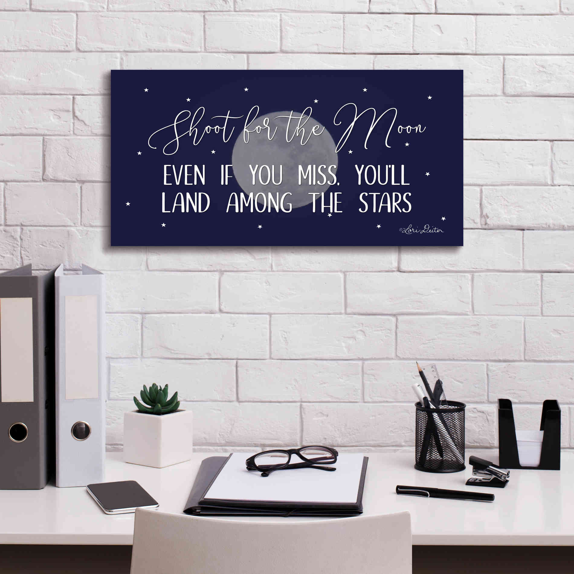 'Shoot for the Moon' by Lori Deiter, Canvas Wall Art,24 x 12