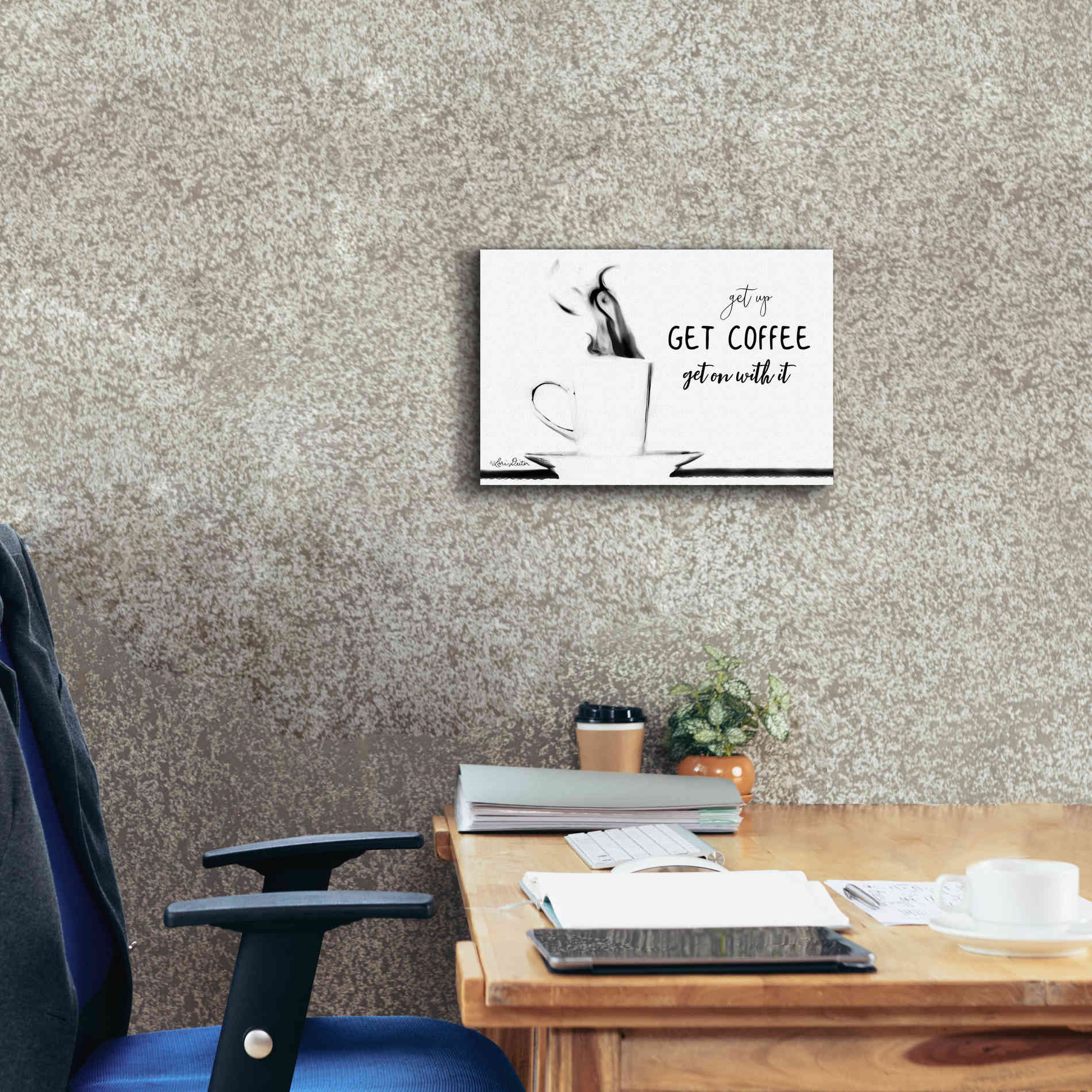 'Get Coffee' by Lori Deiter, Canvas Wall Art,18 x 12
