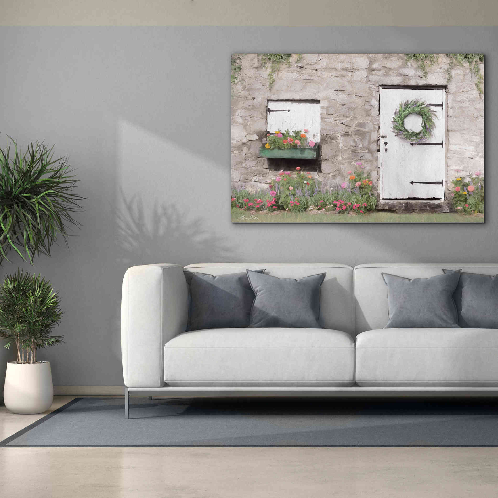 'Old Stone Cottage' by Lori Deiter, Canvas Wall Art,60 x 40