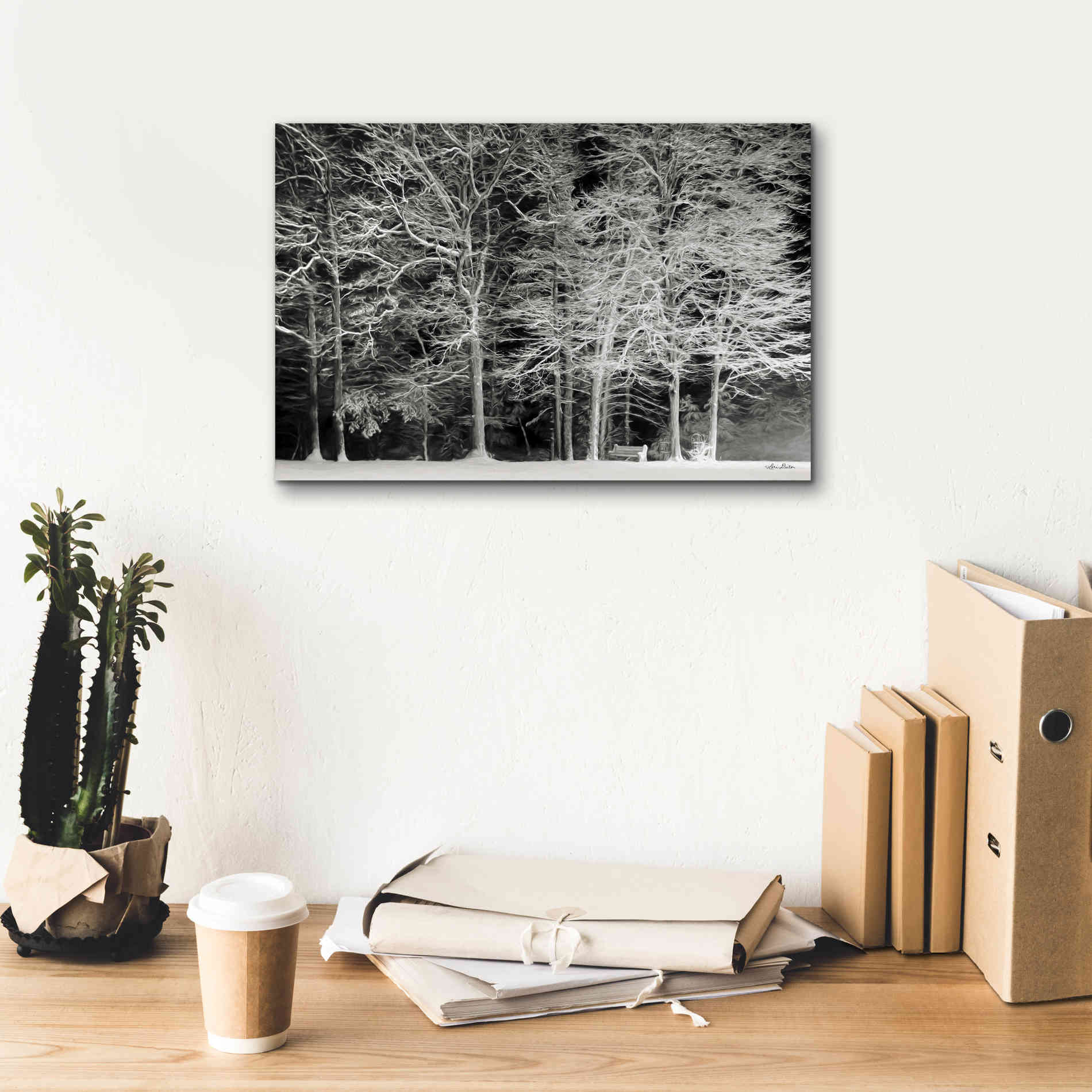 'Snowy Trees' by Lori Deiter, Canvas Wall Art,18 x 12