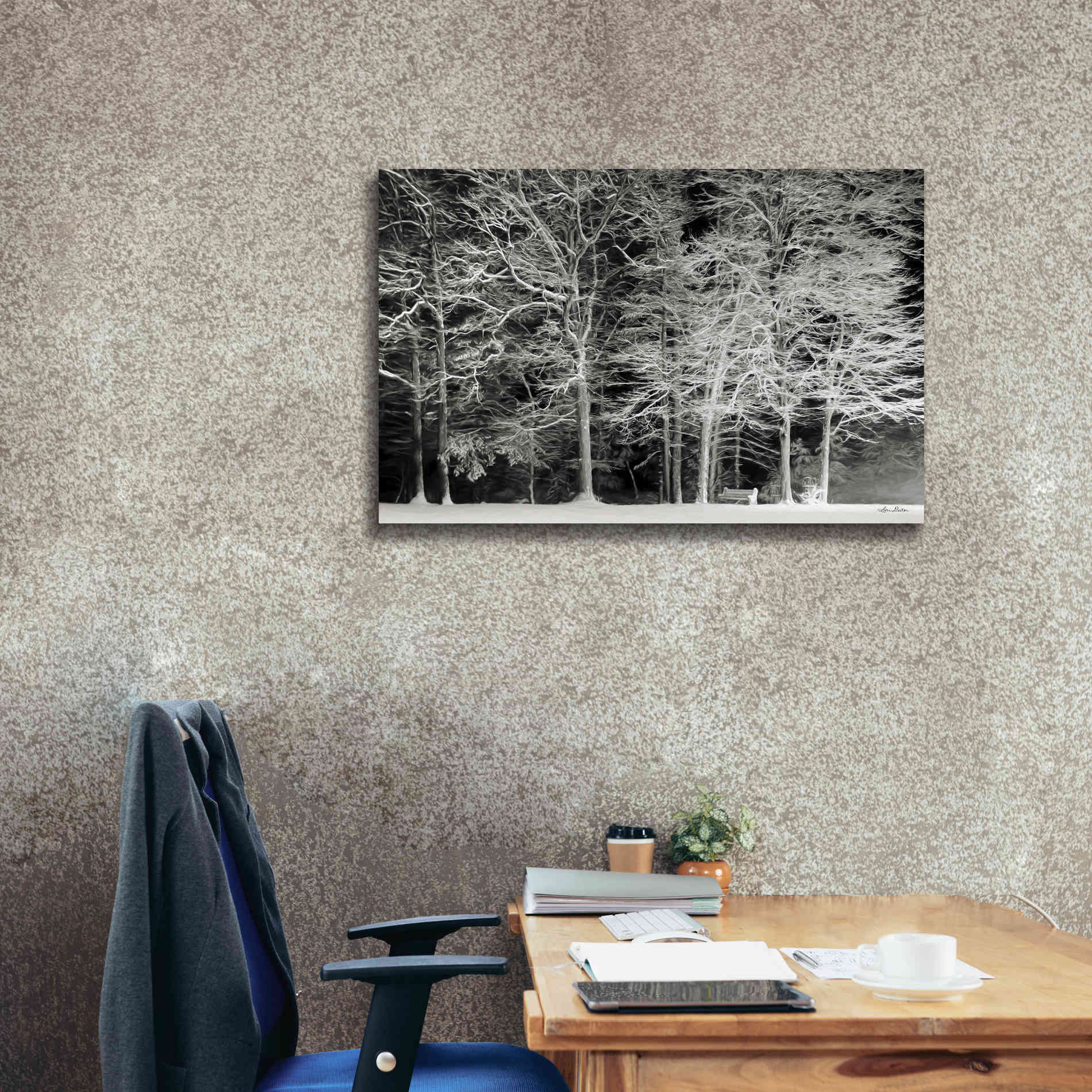 'Snowy Trees' by Lori Deiter, Canvas Wall Art,40 x 26