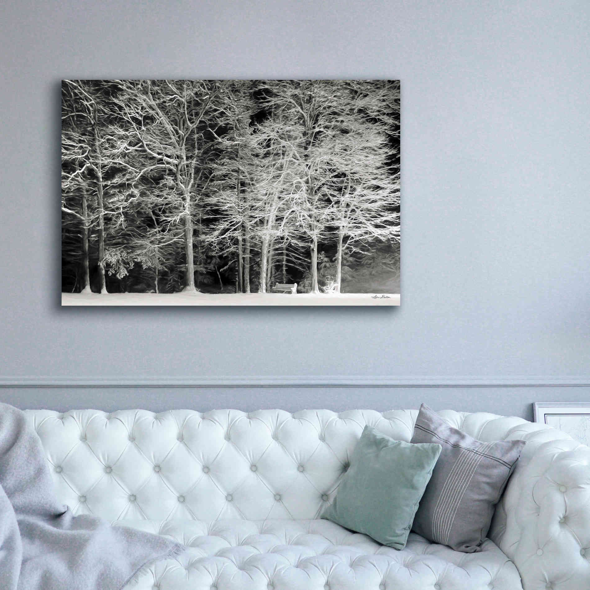 'Snowy Trees' by Lori Deiter, Canvas Wall Art,60 x 40