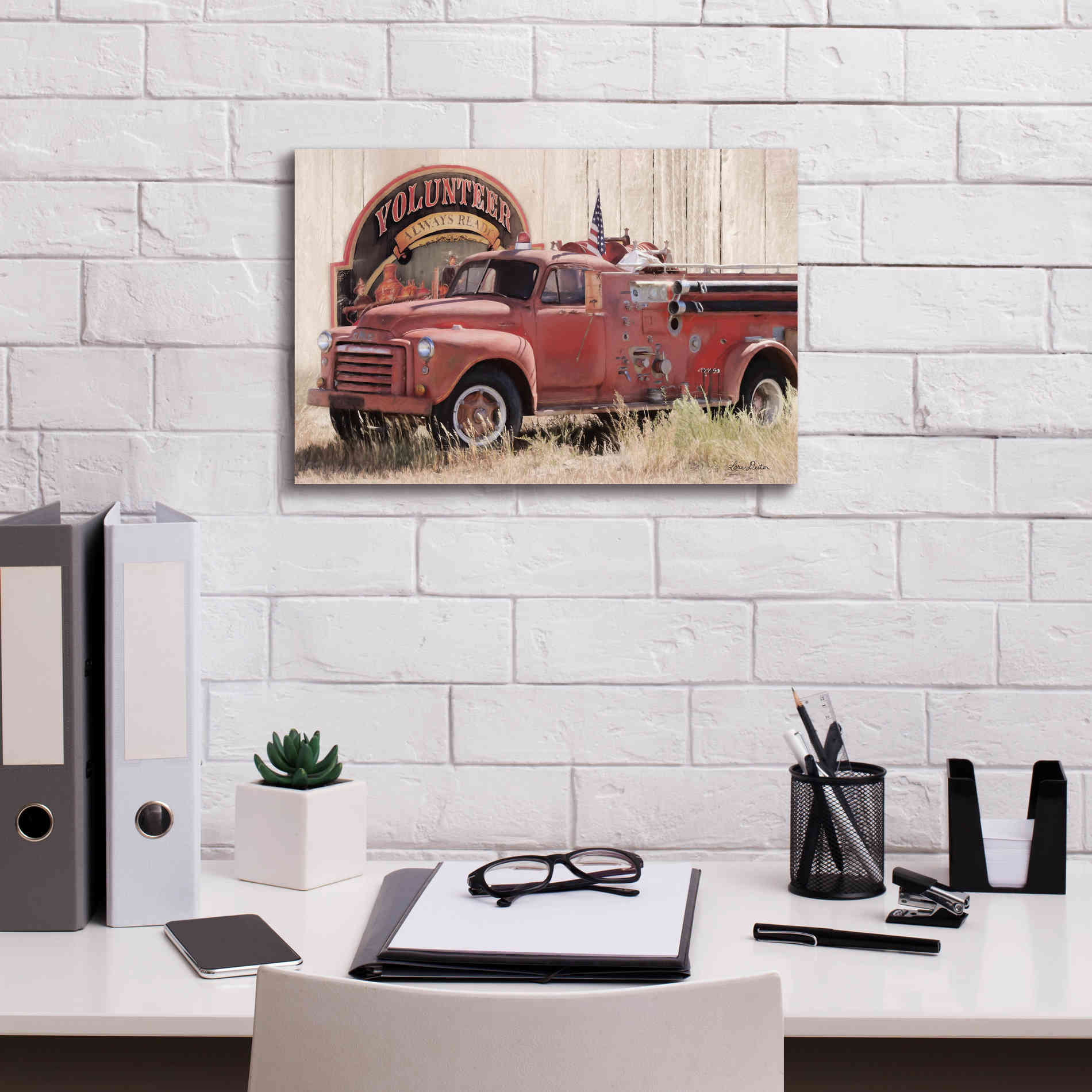 'Volunteer Firefighter' by Lori Deiter, Canvas Wall Art,18 x 12