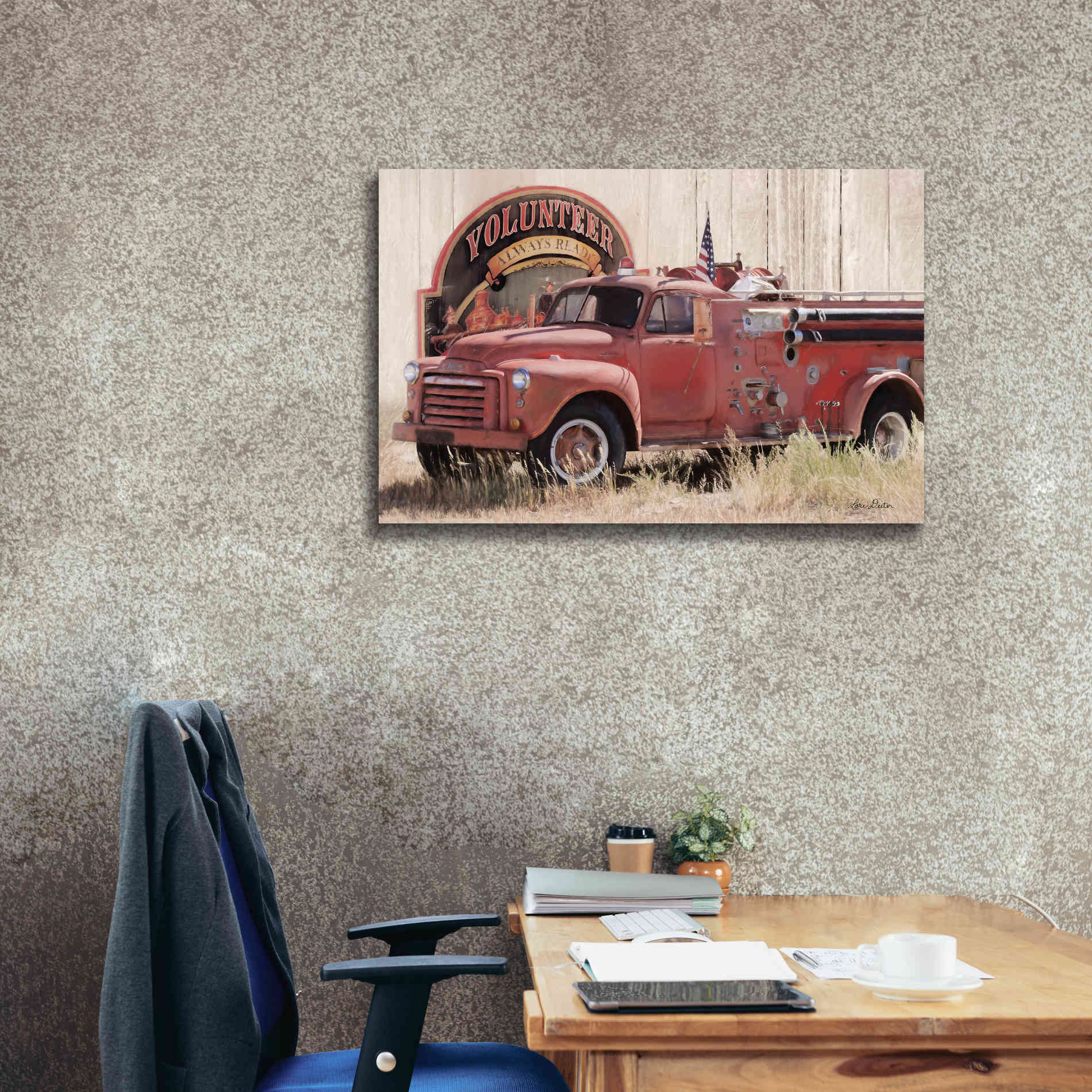 'Volunteer Firefighter' by Lori Deiter, Canvas Wall Art,40 x 26