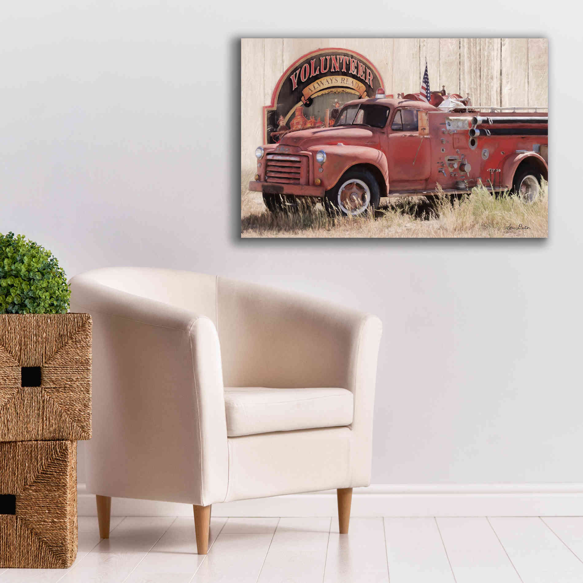 'Volunteer Firefighter' by Lori Deiter, Canvas Wall Art,40 x 26