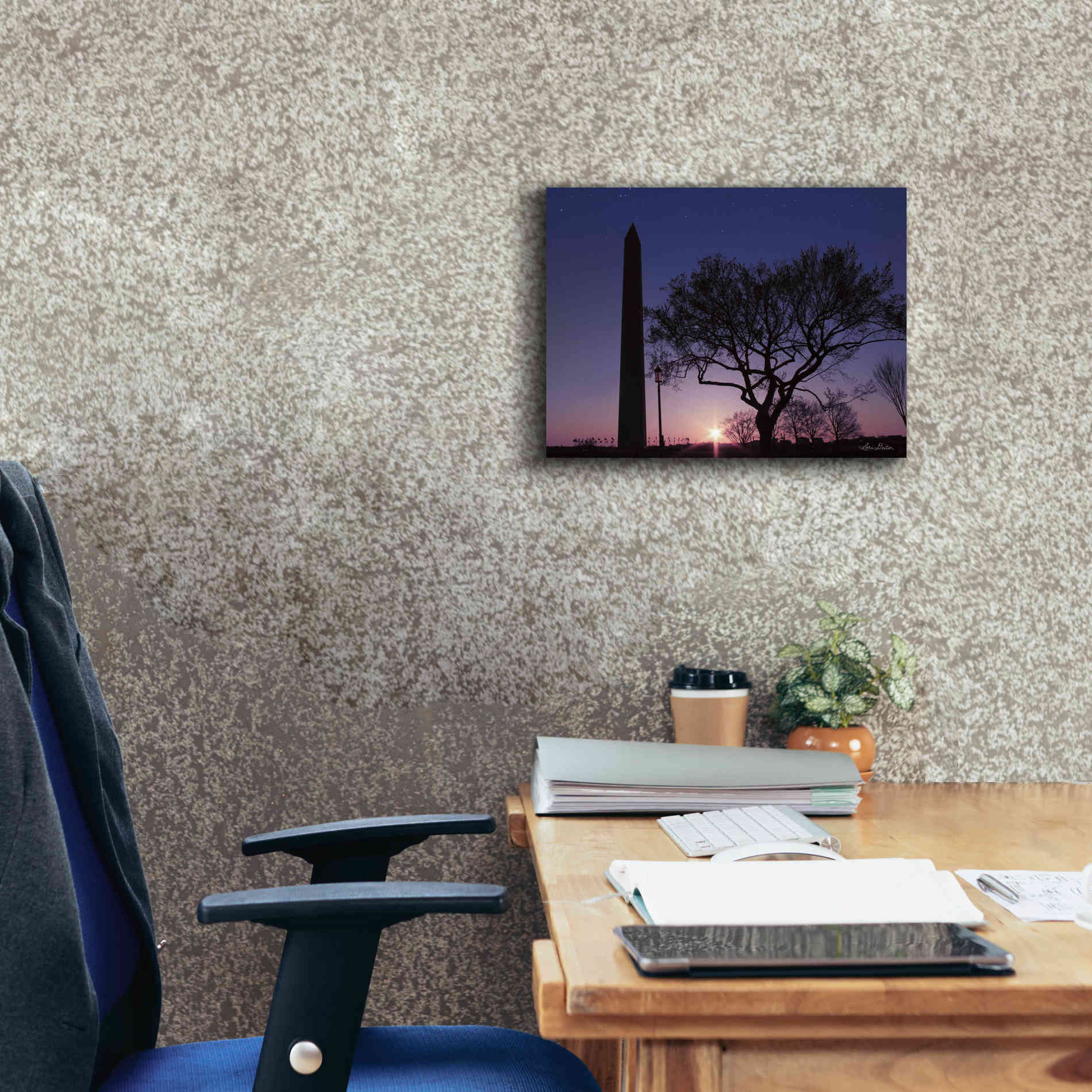 'Nightfall at the Washington Monument' by Lori Deiter, Canvas Wall Art,16 x 12