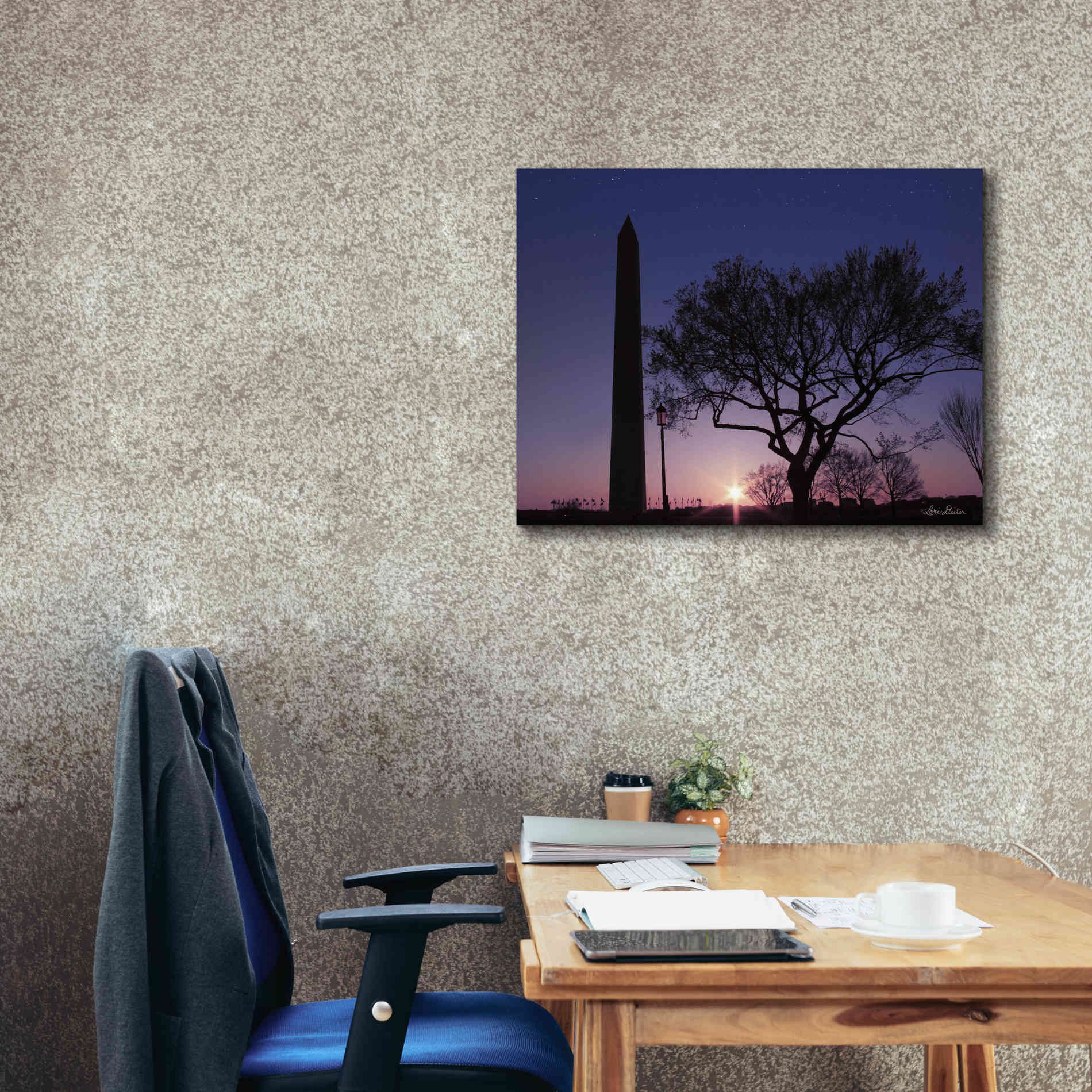 'Nightfall at the Washington Monument' by Lori Deiter, Canvas Wall Art,34 x 26