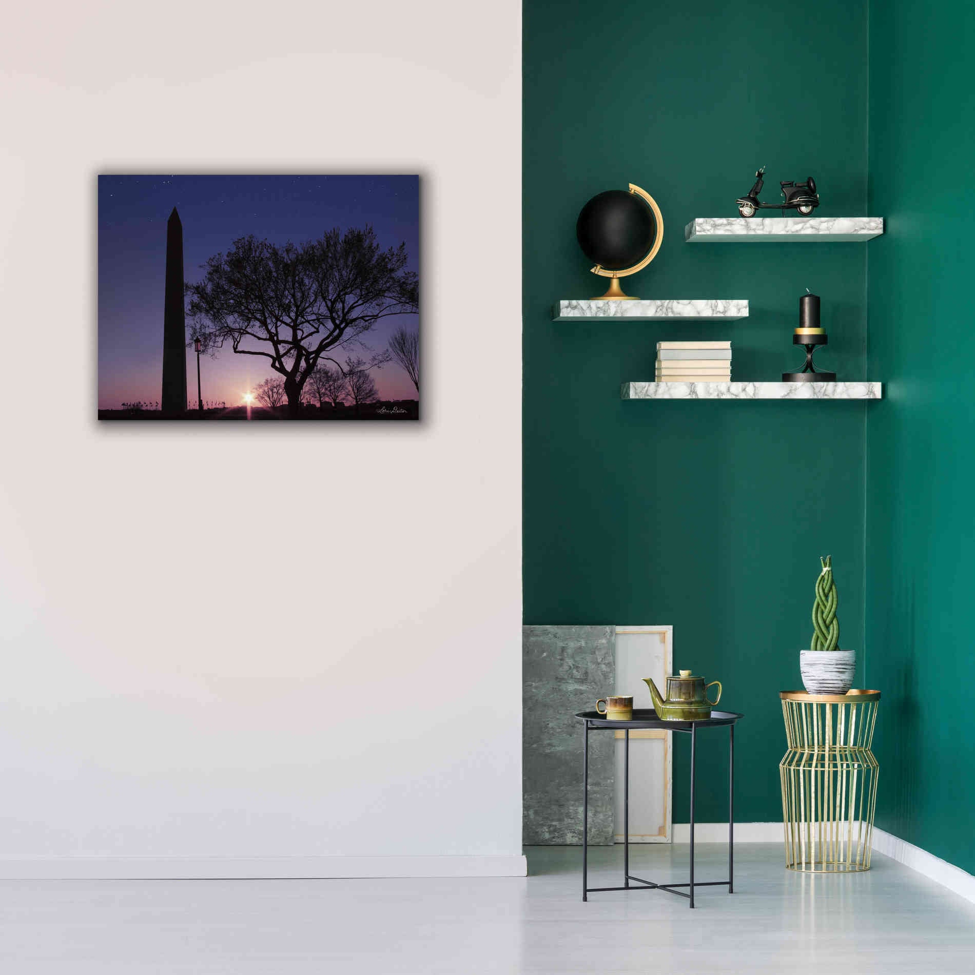 'Nightfall at the Washington Monument' by Lori Deiter, Canvas Wall Art,34 x 26