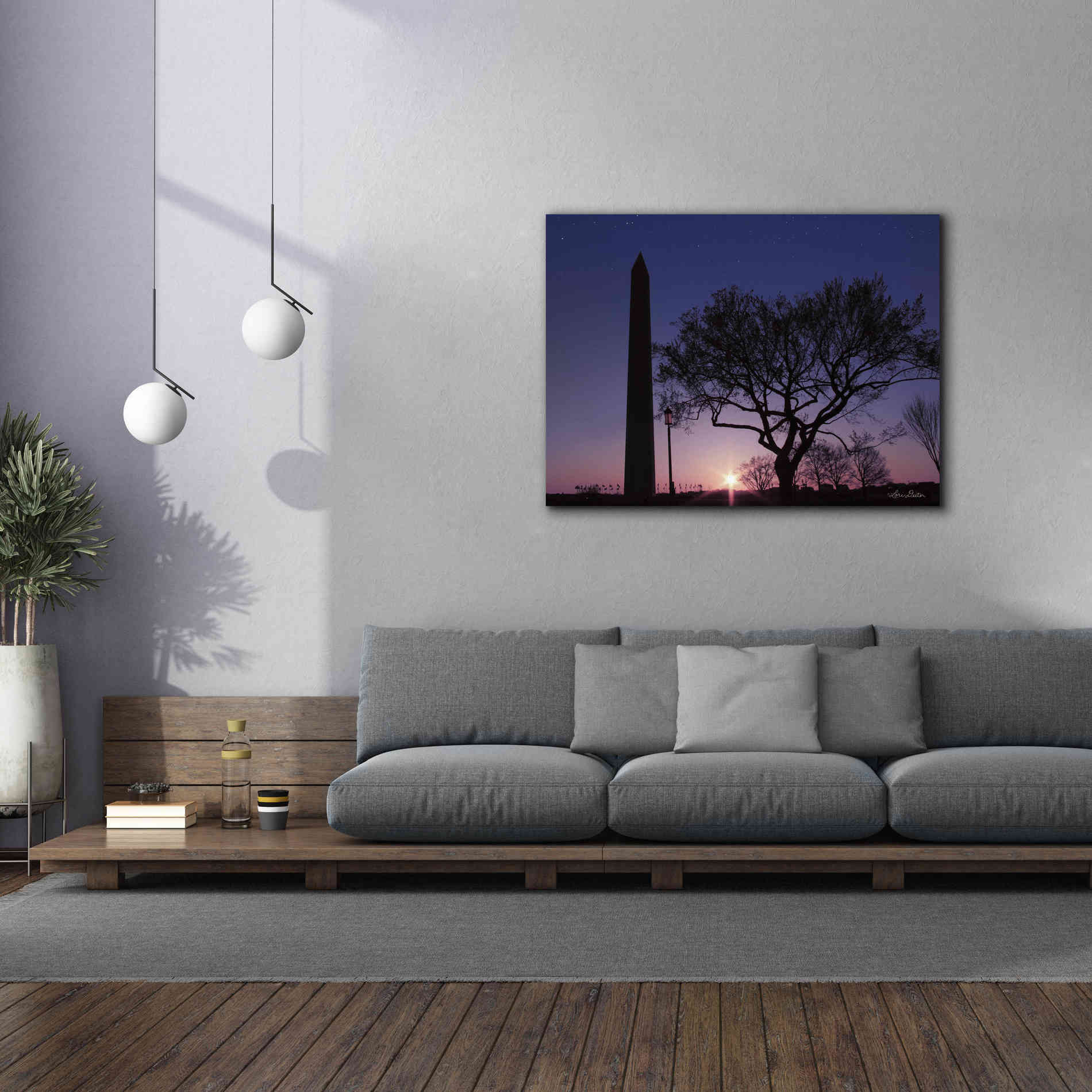 'Nightfall at the Washington Monument' by Lori Deiter, Canvas Wall Art,54 x 40