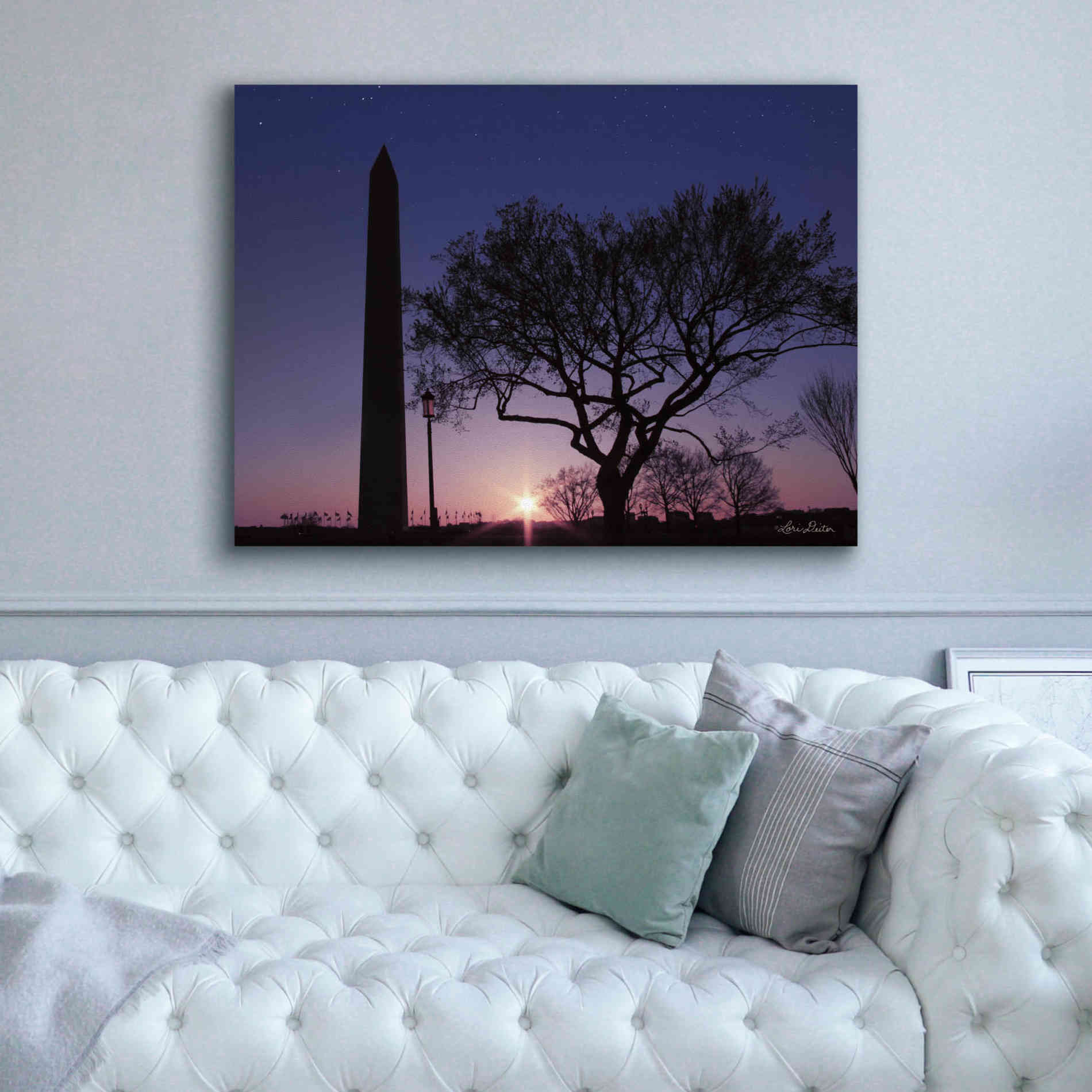 'Nightfall at the Washington Monument' by Lori Deiter, Canvas Wall Art,54 x 40