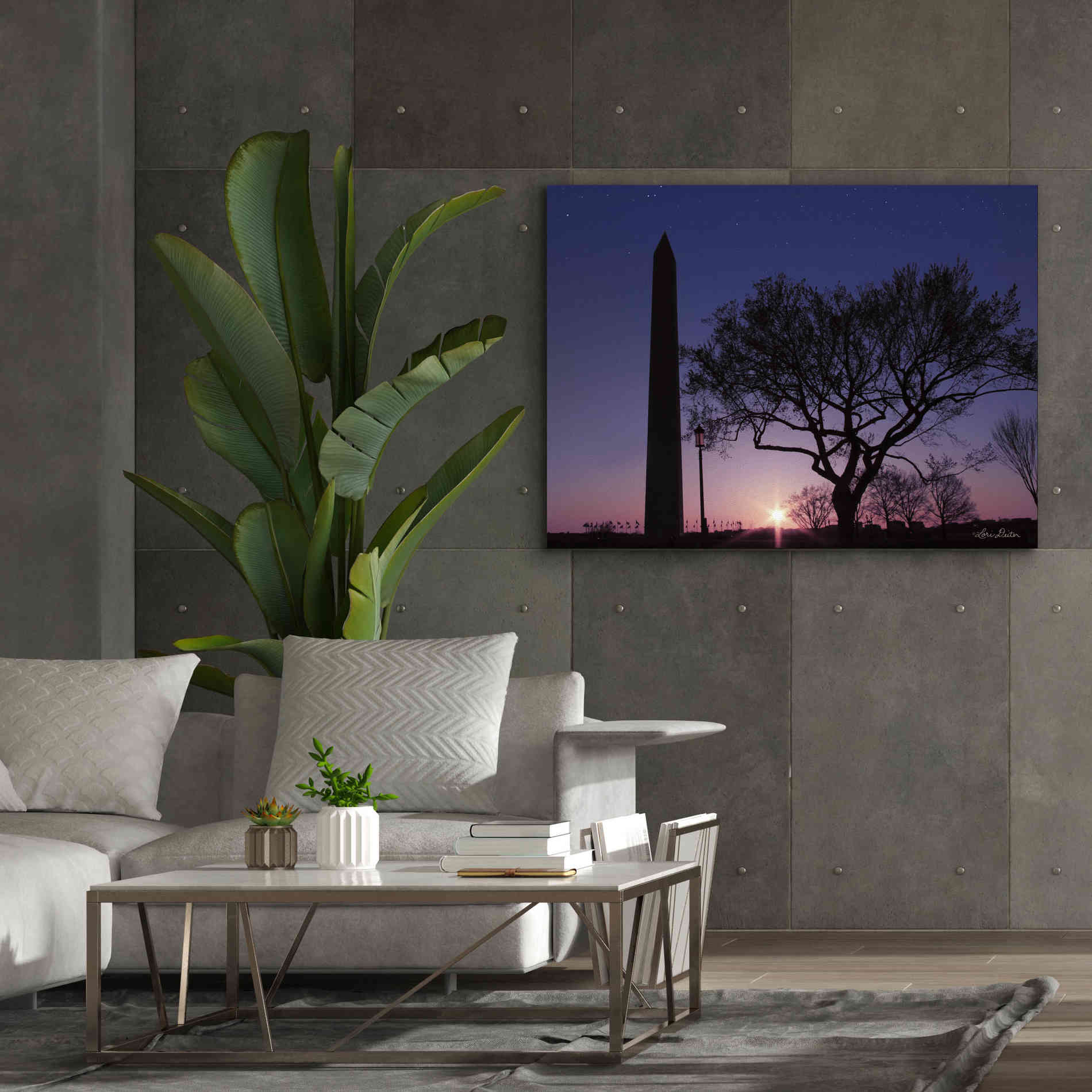 'Nightfall at the Washington Monument' by Lori Deiter, Canvas Wall Art,54 x 40
