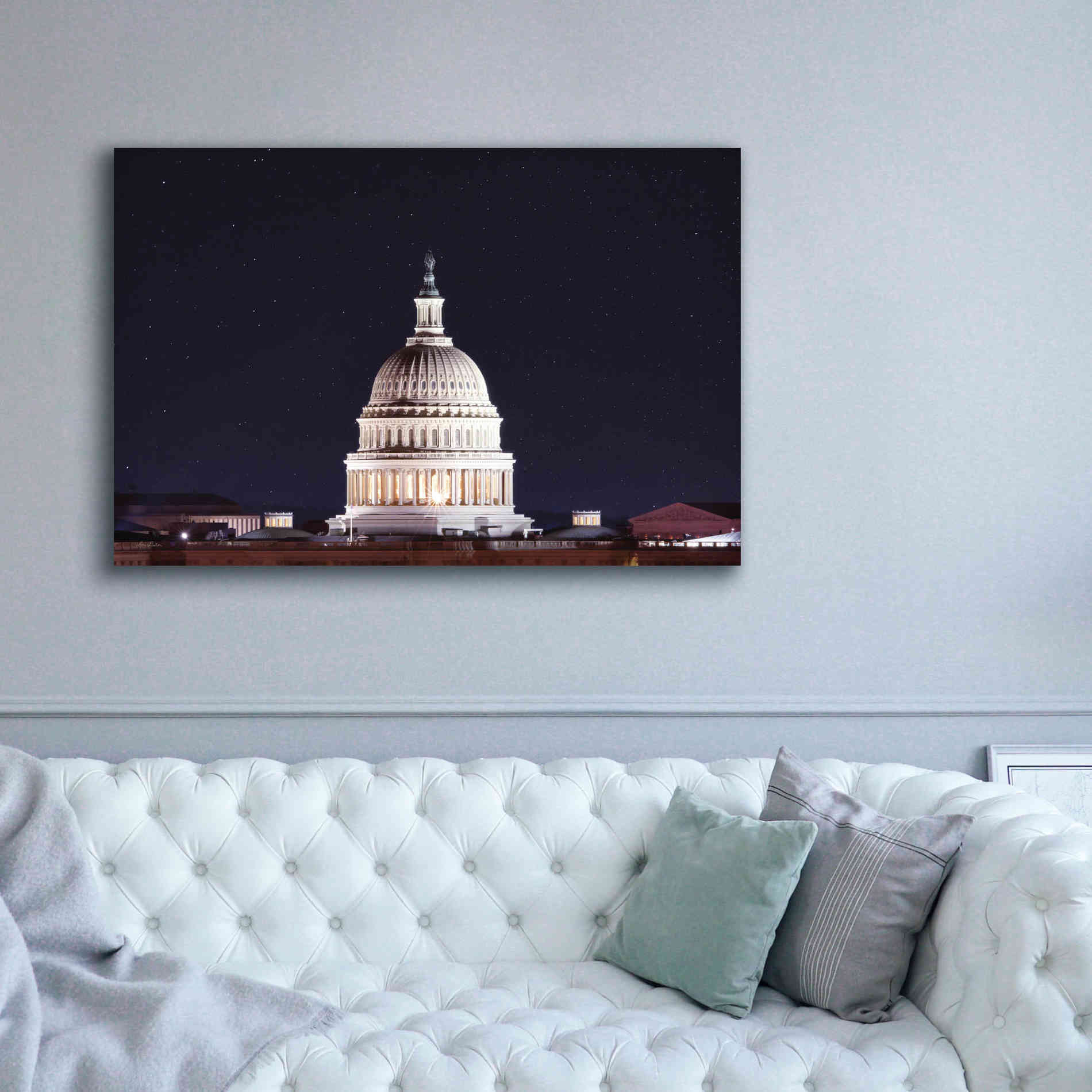 'US Capital at Night' by Lori Deiter, Canvas Wall Art,60 x 40