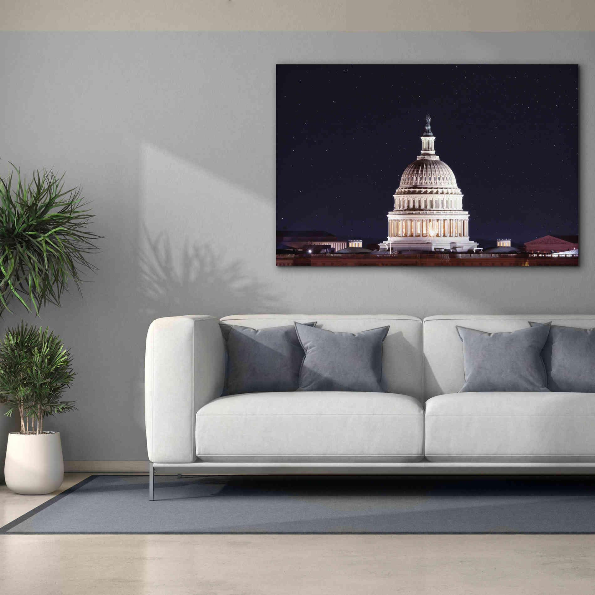 'US Capital at Night' by Lori Deiter, Canvas Wall Art,60 x 40