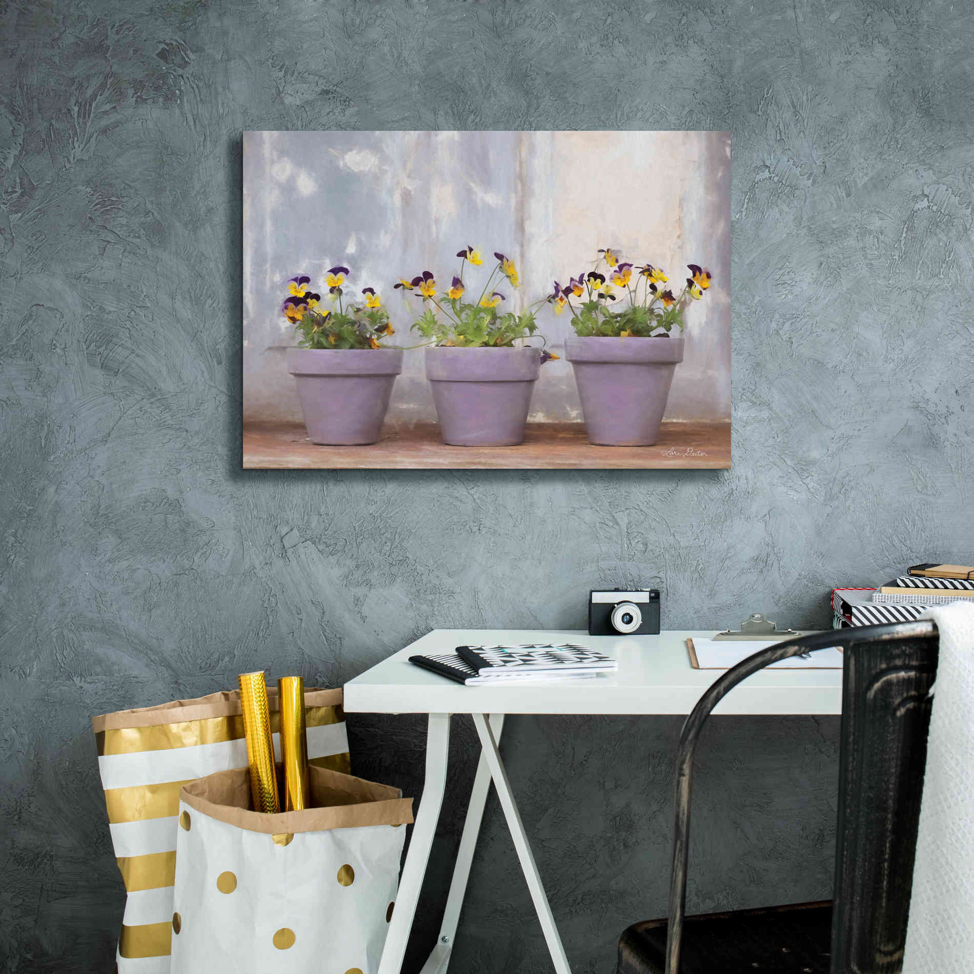 'Pansy Still Life I' by Lori Deiter, Canvas Wall Art,26 x 18