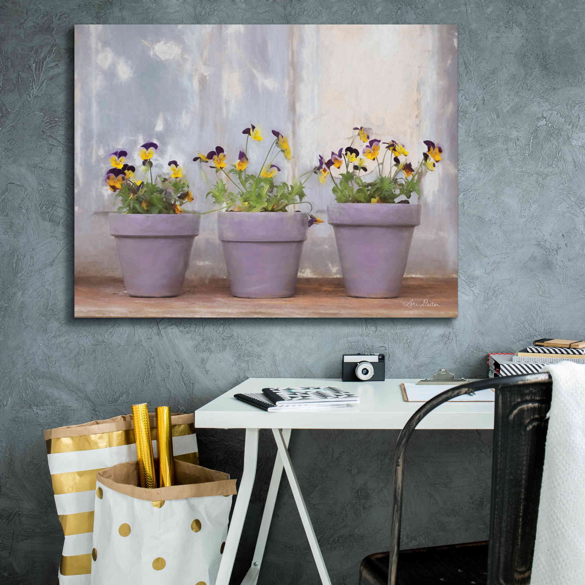 'Pansy Still Life I' by Lori Deiter, Canvas Wall Art,34 x 26