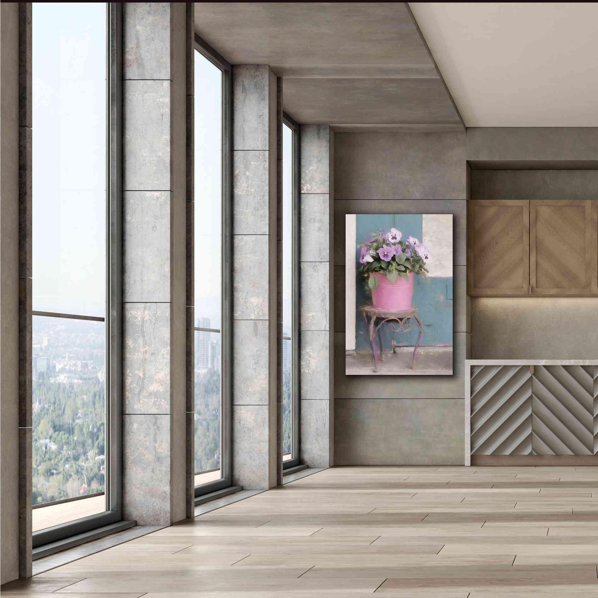 'Pansy Bucket' by Lori Deiter, Canvas Wall Art,40 x 60