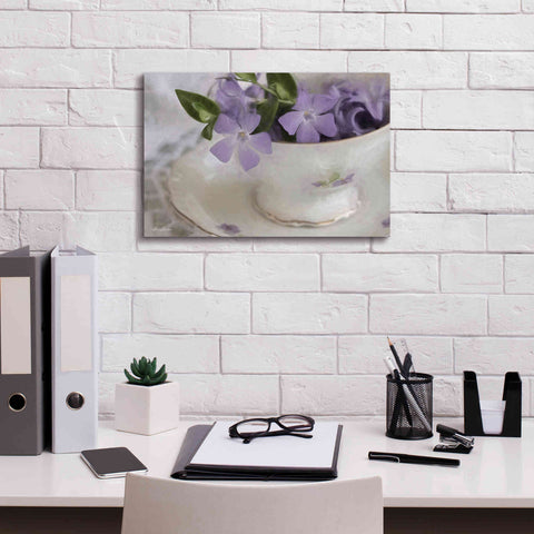 Image of 'Violet Teacup I' by Lori Deiter, Canvas Wall Art,18 x 12