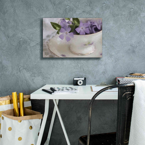 Image of 'Violet Teacup I' by Lori Deiter, Canvas Wall Art,18 x 12