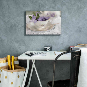 'Violet Teacup II' by Lori Deiter, Canvas Wall Art,18 x 12