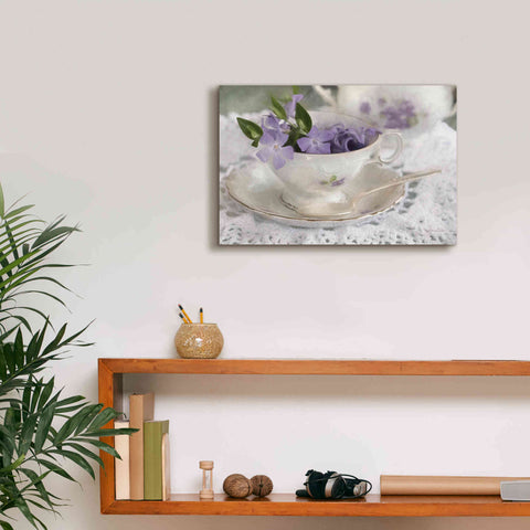 Image of 'Violet Teacup II' by Lori Deiter, Canvas Wall Art,18 x 12