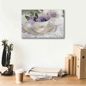 'Violet Teacup II' by Lori Deiter, Canvas Wall Art,18 x 12