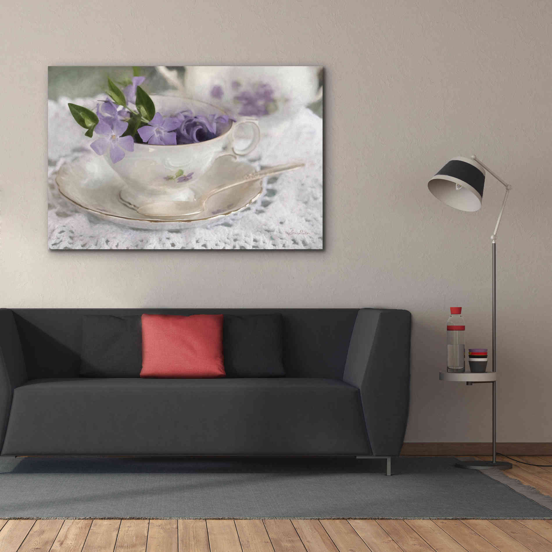 'Violet Teacup II' by Lori Deiter, Canvas Wall Art,60 x 40