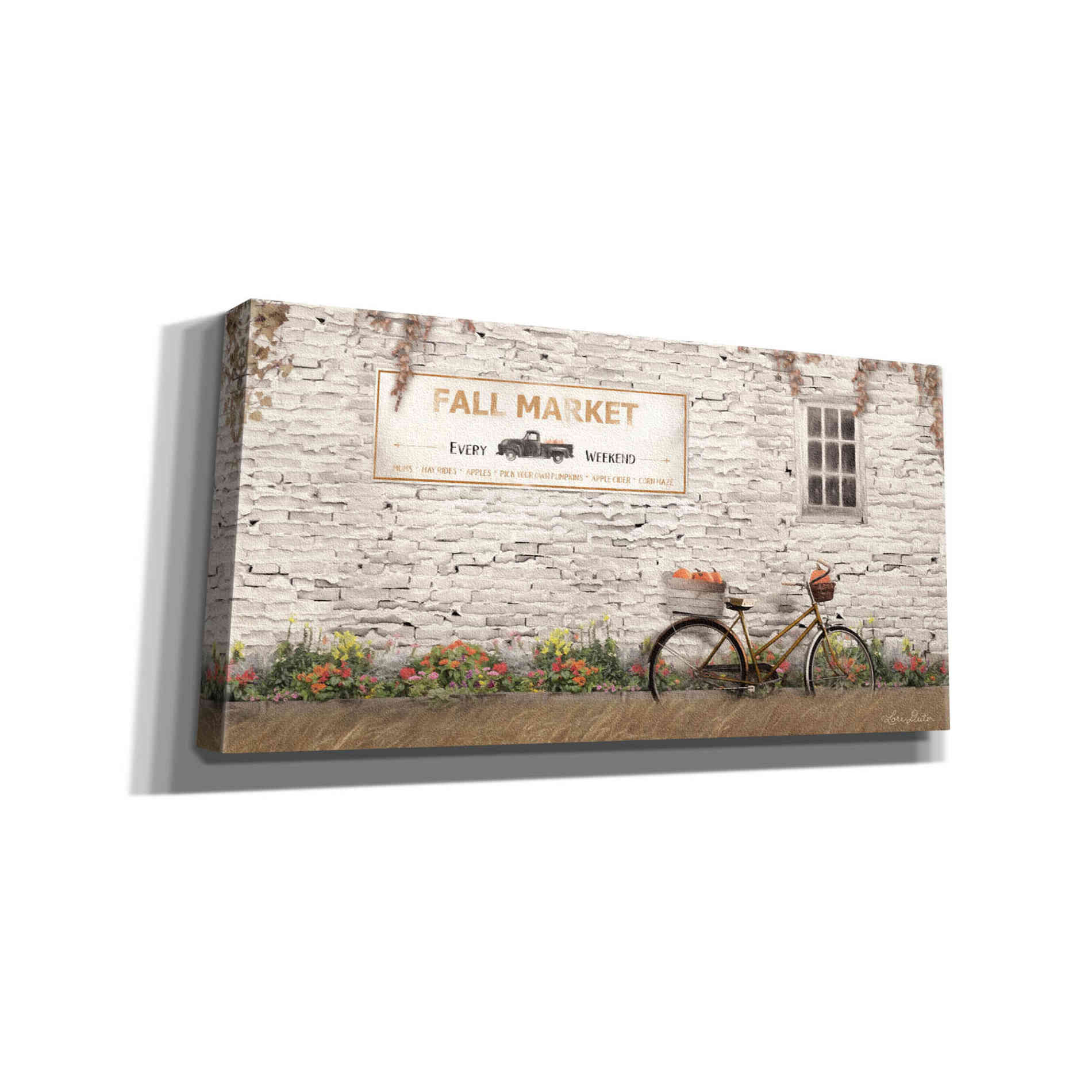 'Fall Market with Bike' by Lori Deiter, Canvas Wall Art