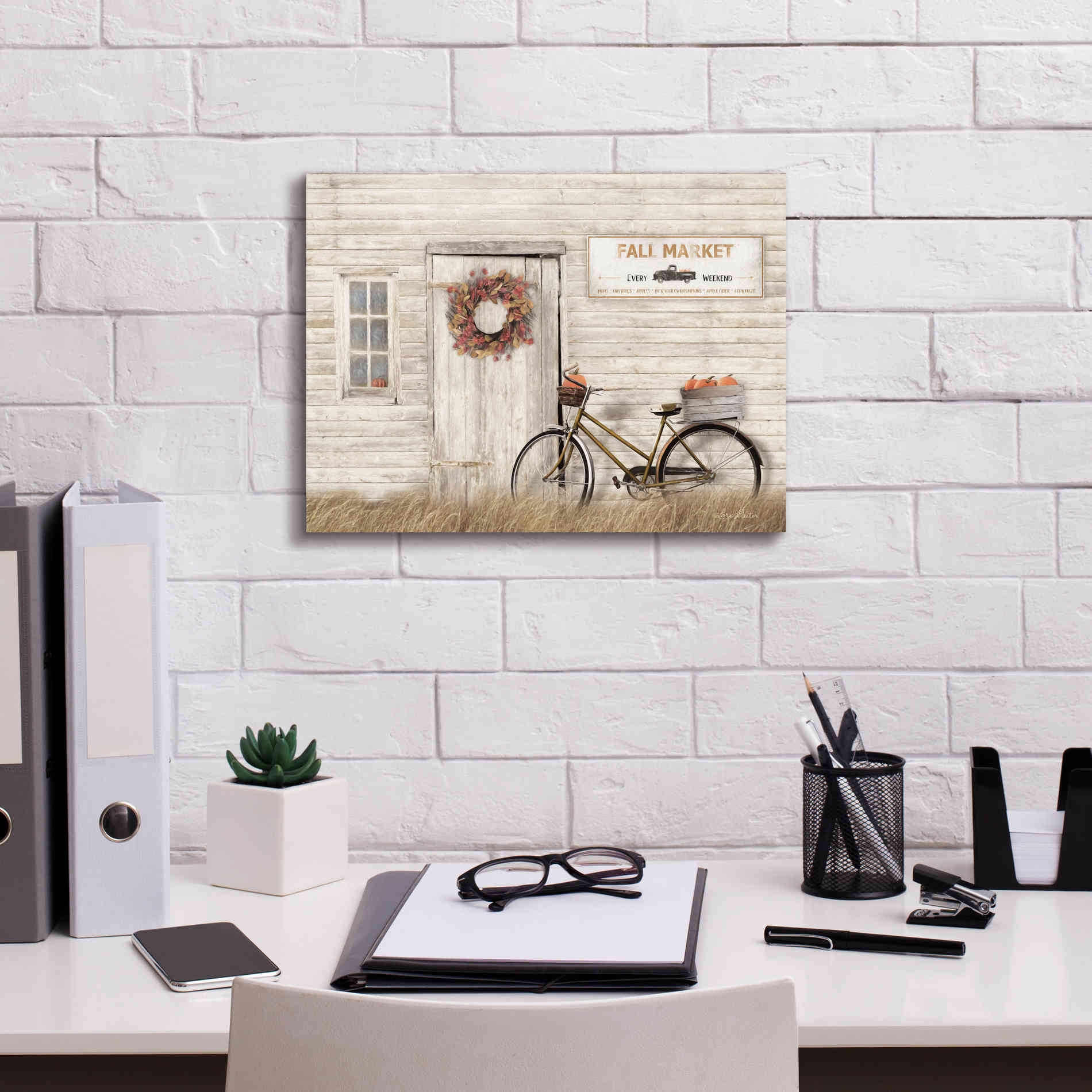 'Pumpkin Bicycle' by Lori Deiter, Canvas Wall Art,16 x 12