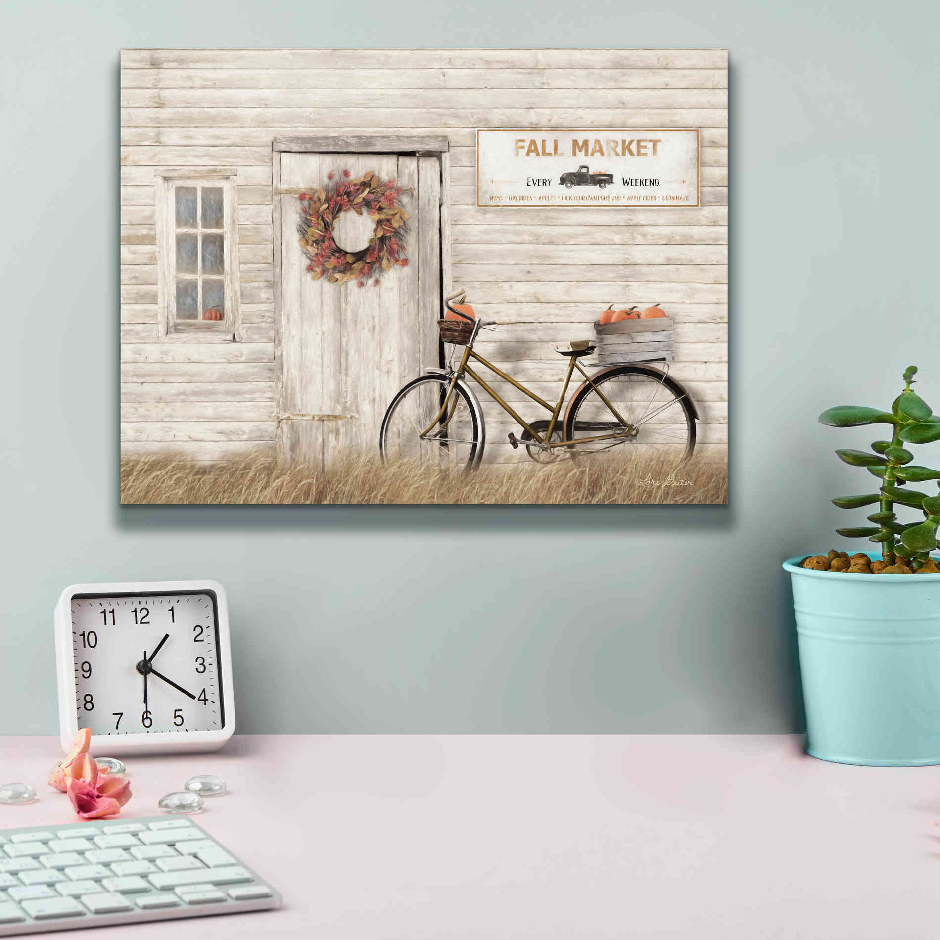 'Pumpkin Bicycle' by Lori Deiter, Canvas Wall Art,16 x 12