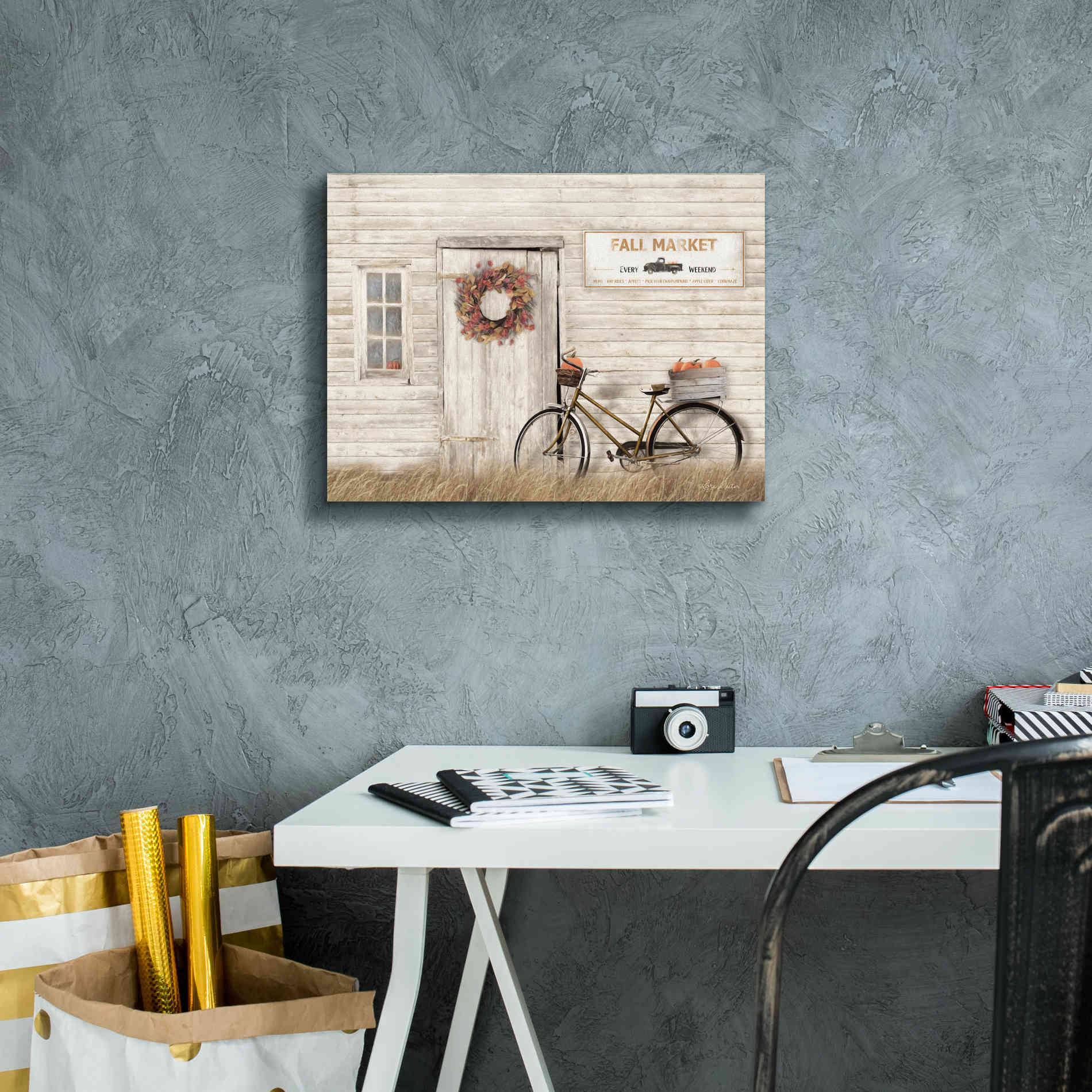 'Pumpkin Bicycle' by Lori Deiter, Canvas Wall Art,16 x 12