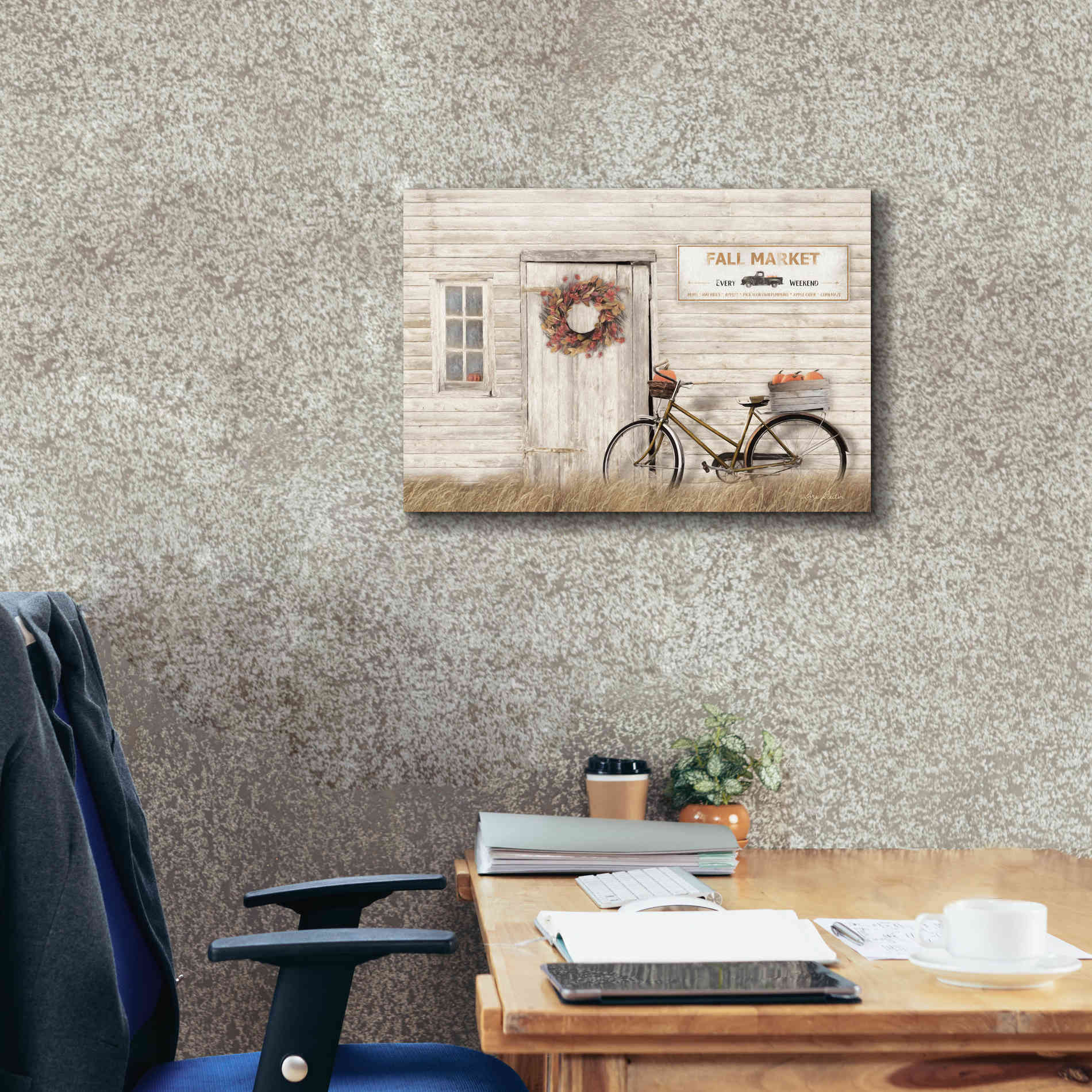 'Pumpkin Bicycle' by Lori Deiter, Canvas Wall Art,26 x 18