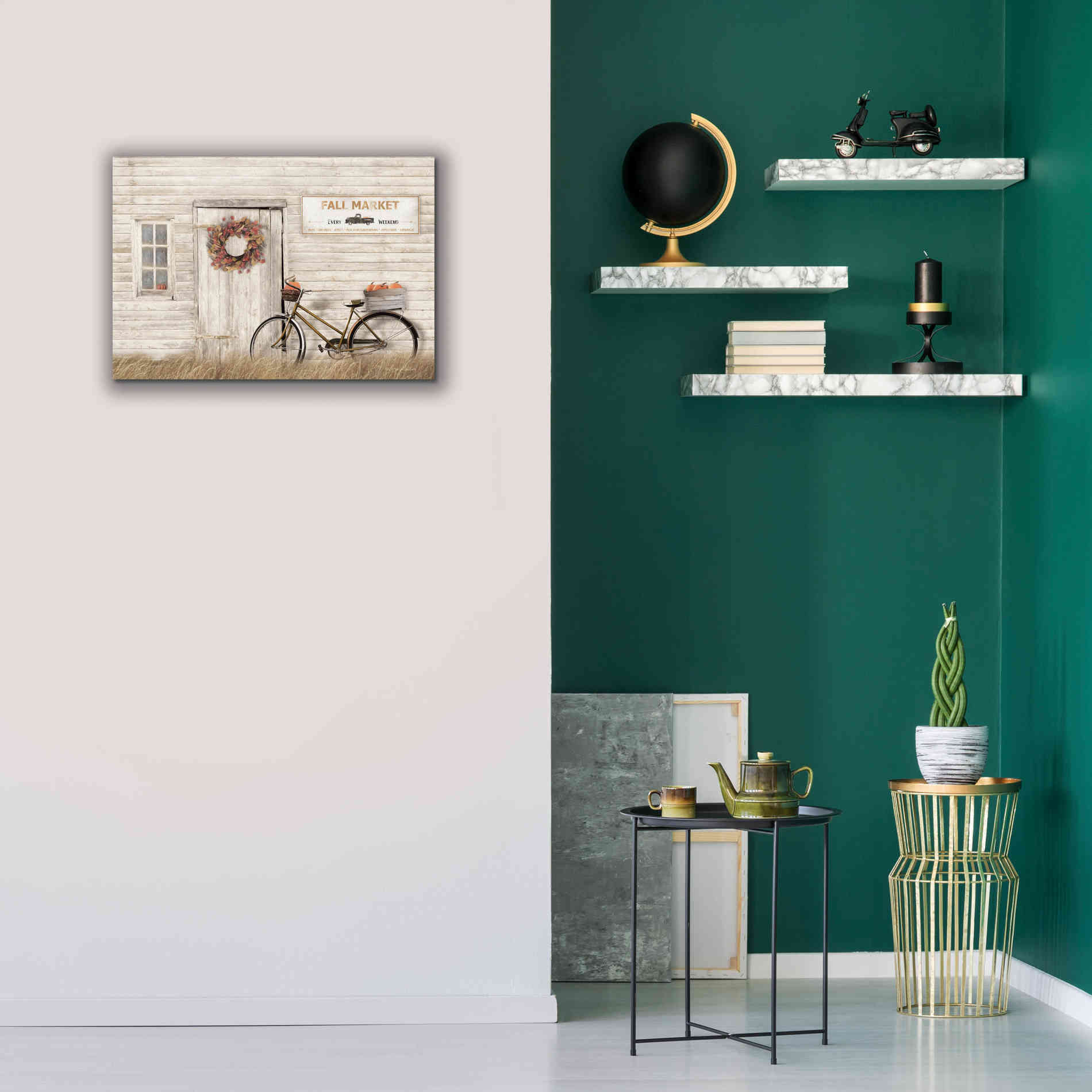 'Pumpkin Bicycle' by Lori Deiter, Canvas Wall Art,26 x 18