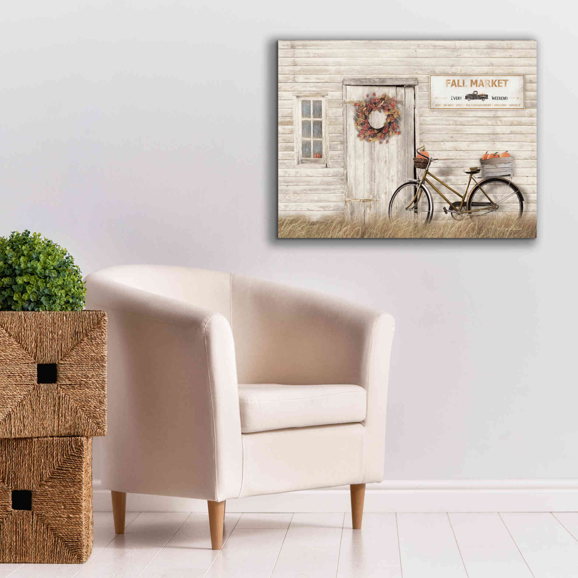 'Pumpkin Bicycle' by Lori Deiter, Canvas Wall Art,34 x 26