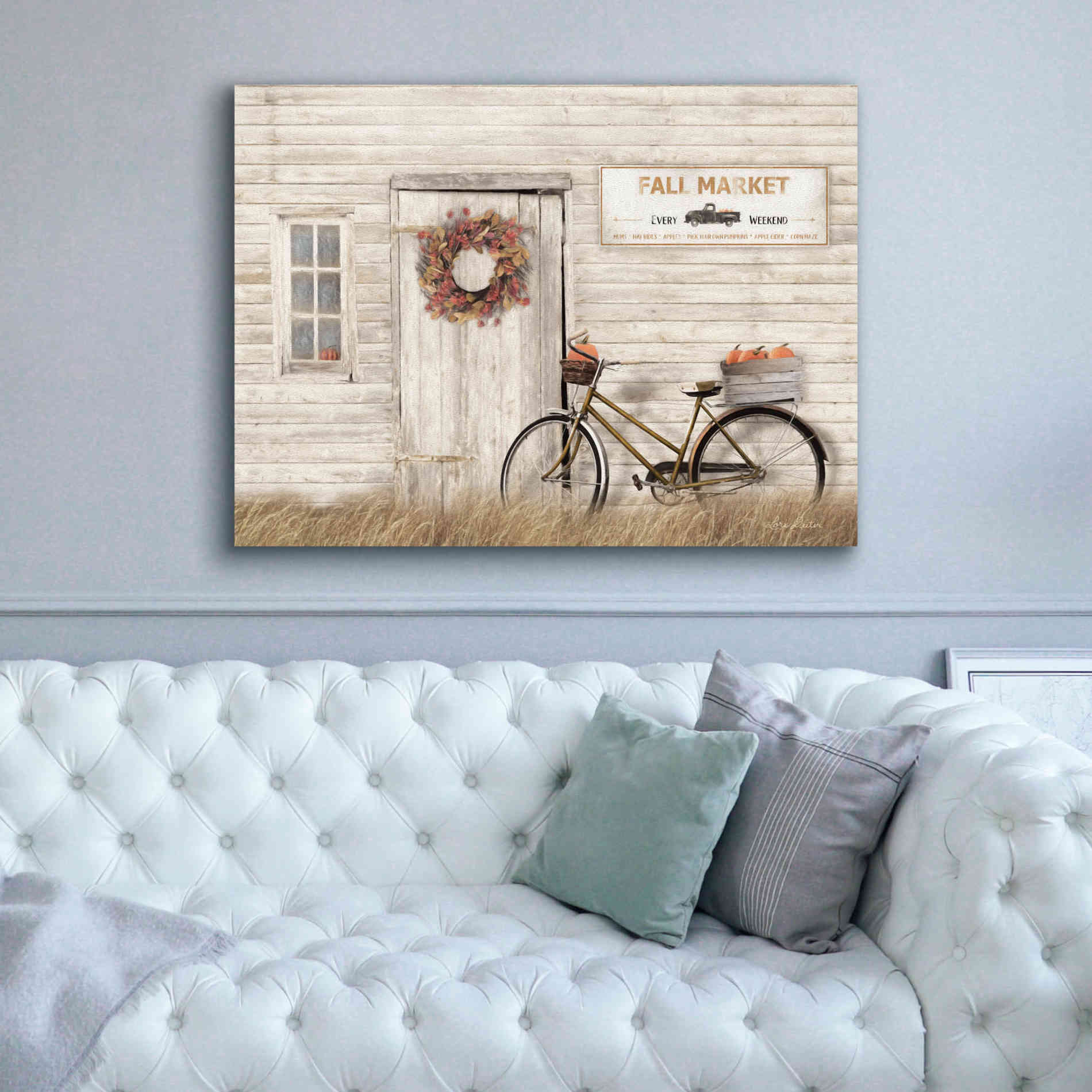 'Pumpkin Bicycle' by Lori Deiter, Canvas Wall Art,54 x 40