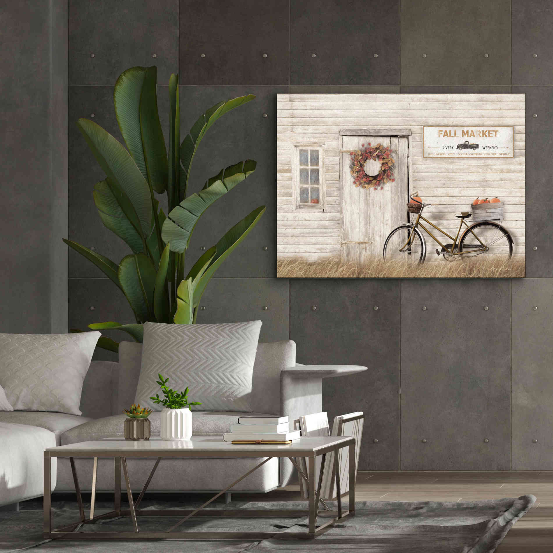 'Pumpkin Bicycle' by Lori Deiter, Canvas Wall Art,54 x 40