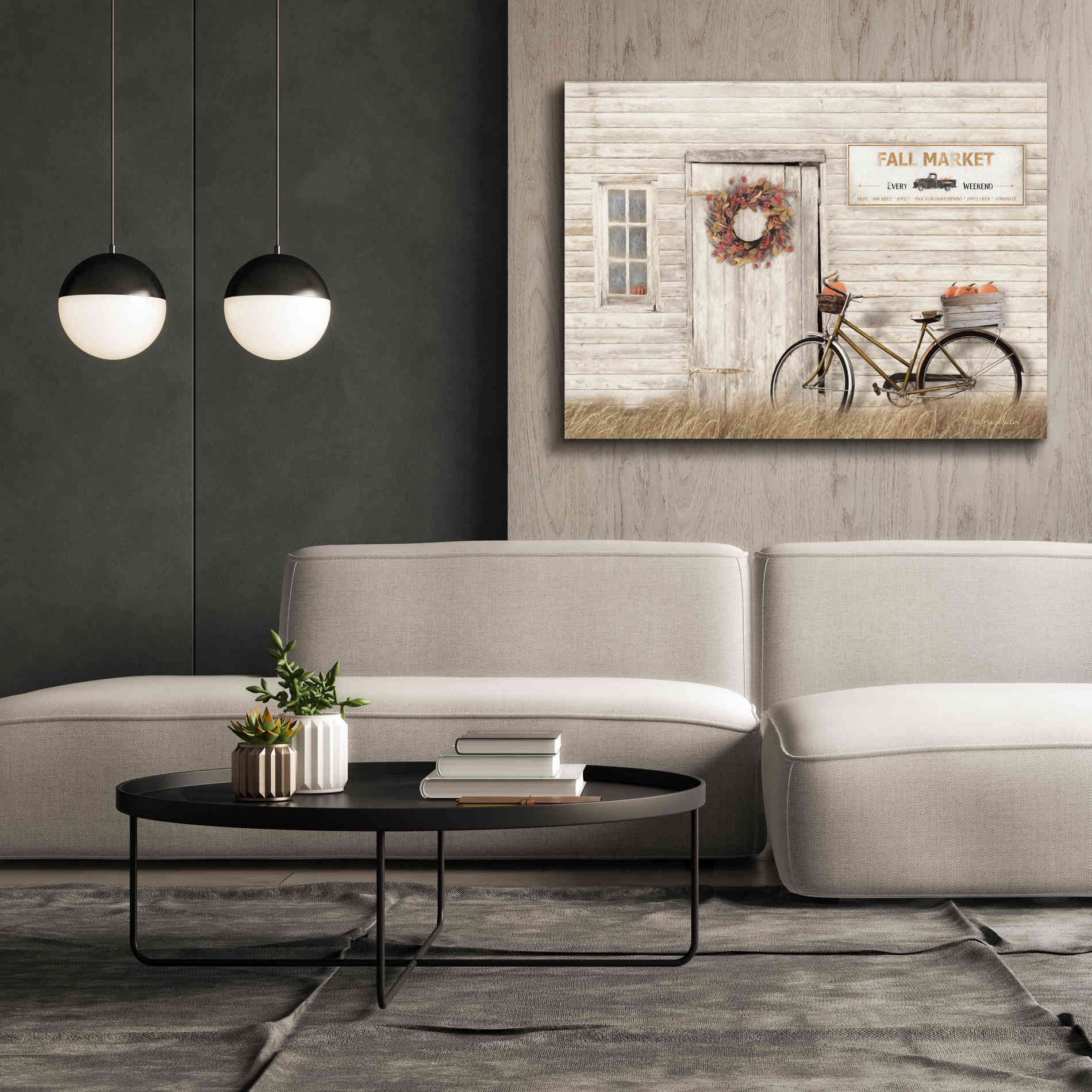 'Pumpkin Bicycle' by Lori Deiter, Canvas Wall Art,54 x 40