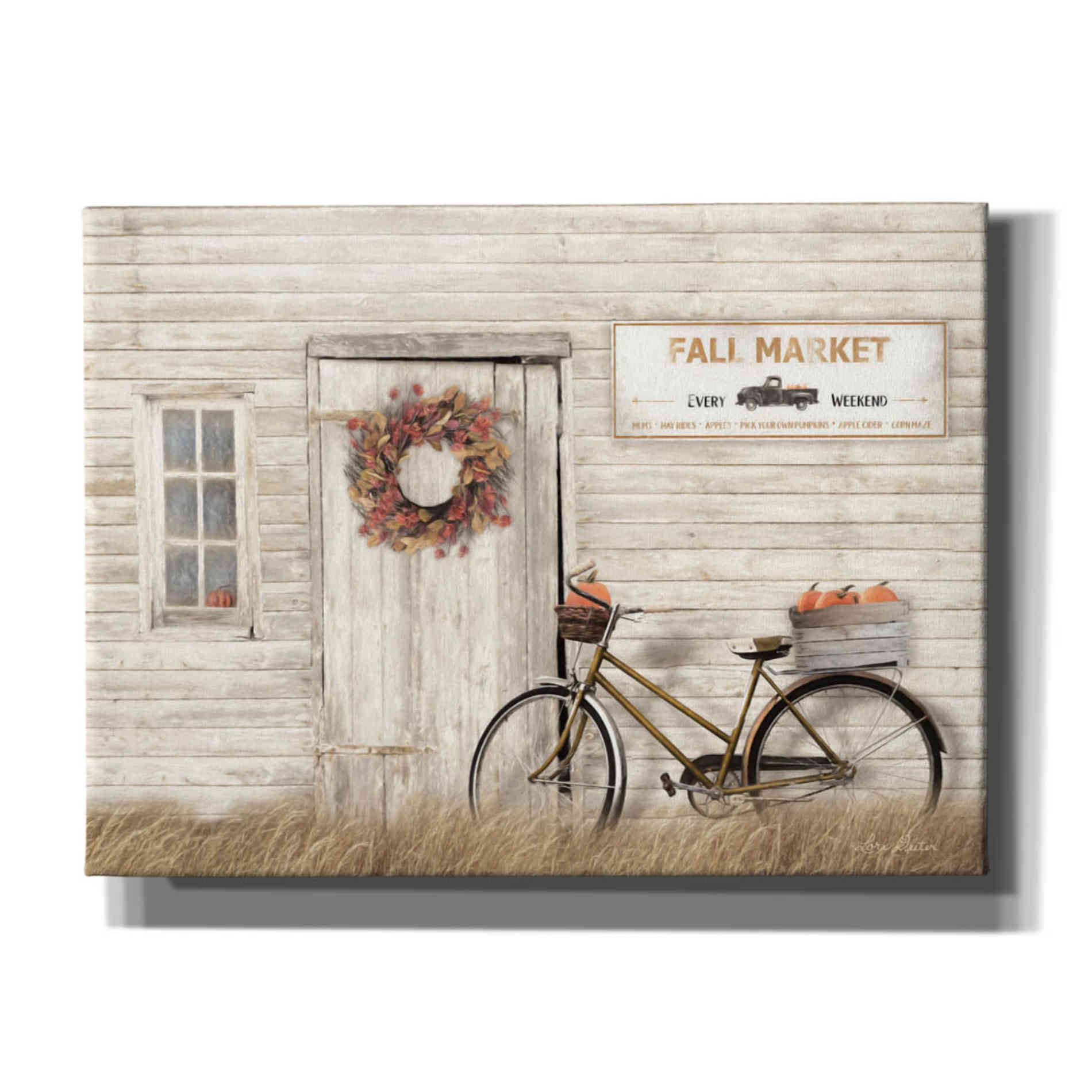 'Pumpkin Bicycle' by Lori Deiter, Canvas Wall Art