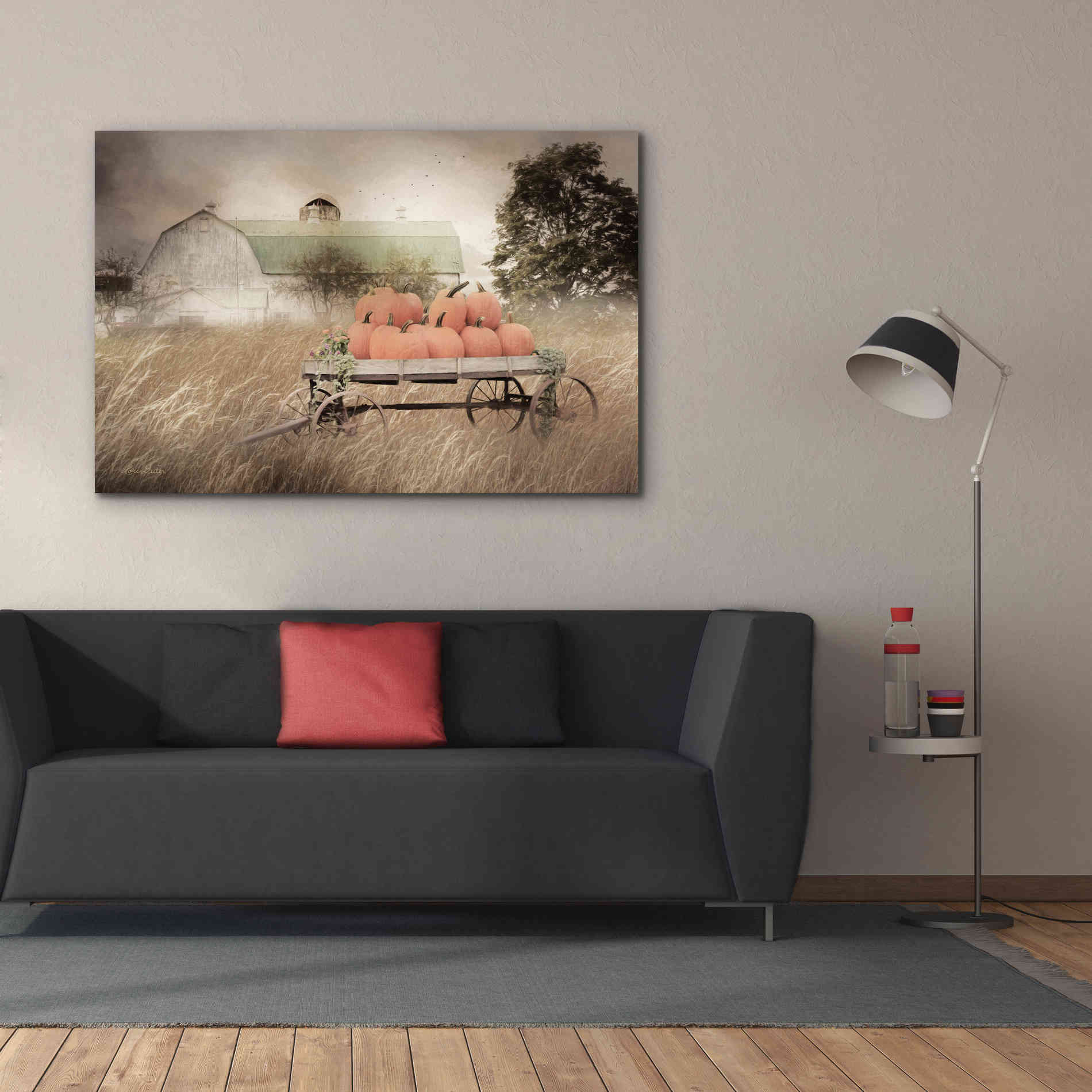 'Pumpkin Harvest Barn' by Lori Deiter, Canvas Wall Art,60 x 40