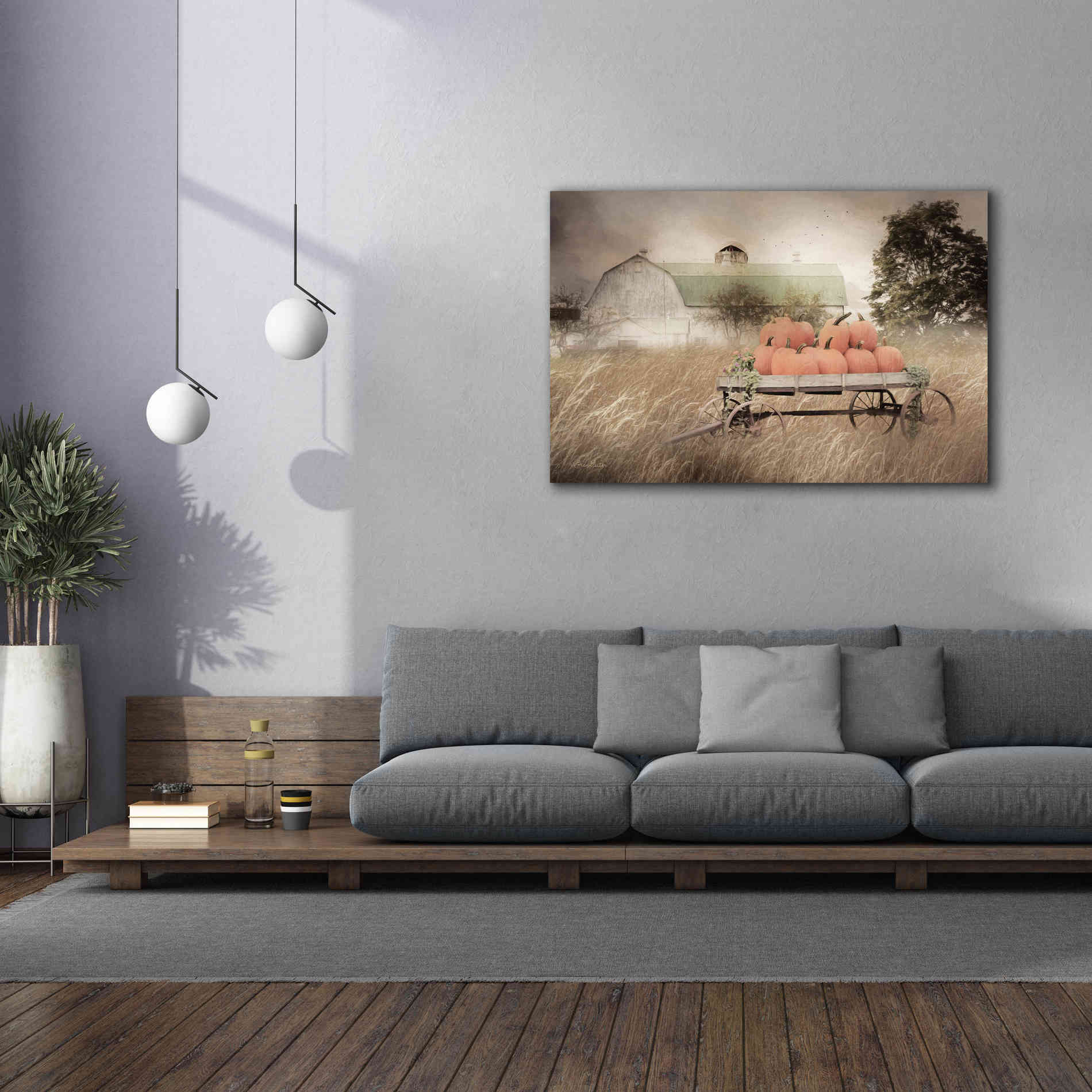 'Pumpkin Harvest Barn' by Lori Deiter, Canvas Wall Art,60 x 40