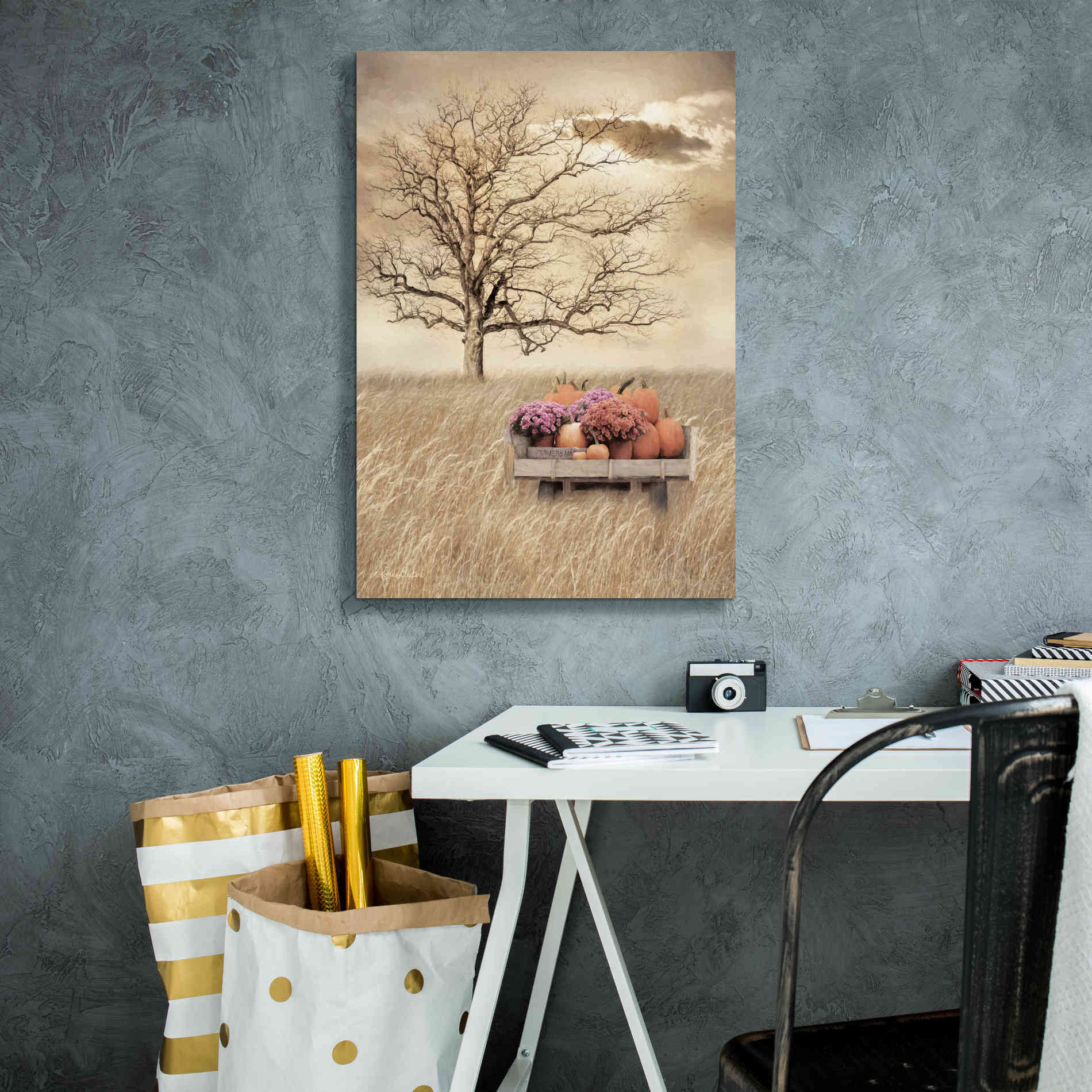 'Fall Wagon' by Lori Deiter, Canvas Wall Art,18 x 26