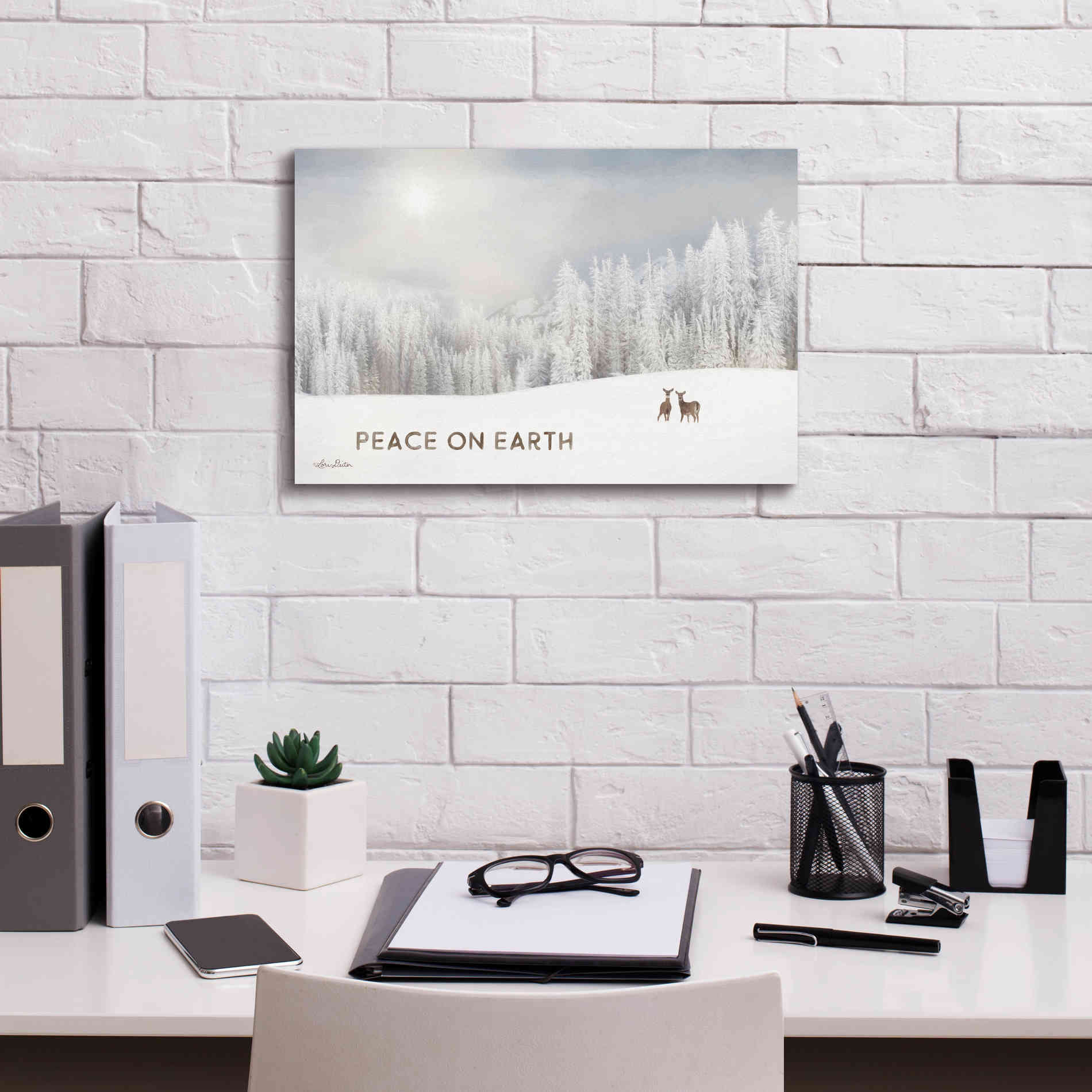 'Lava Mountain Snow Storm with Deer' by Lori Deiter, Canvas Wall Art,18 x 12