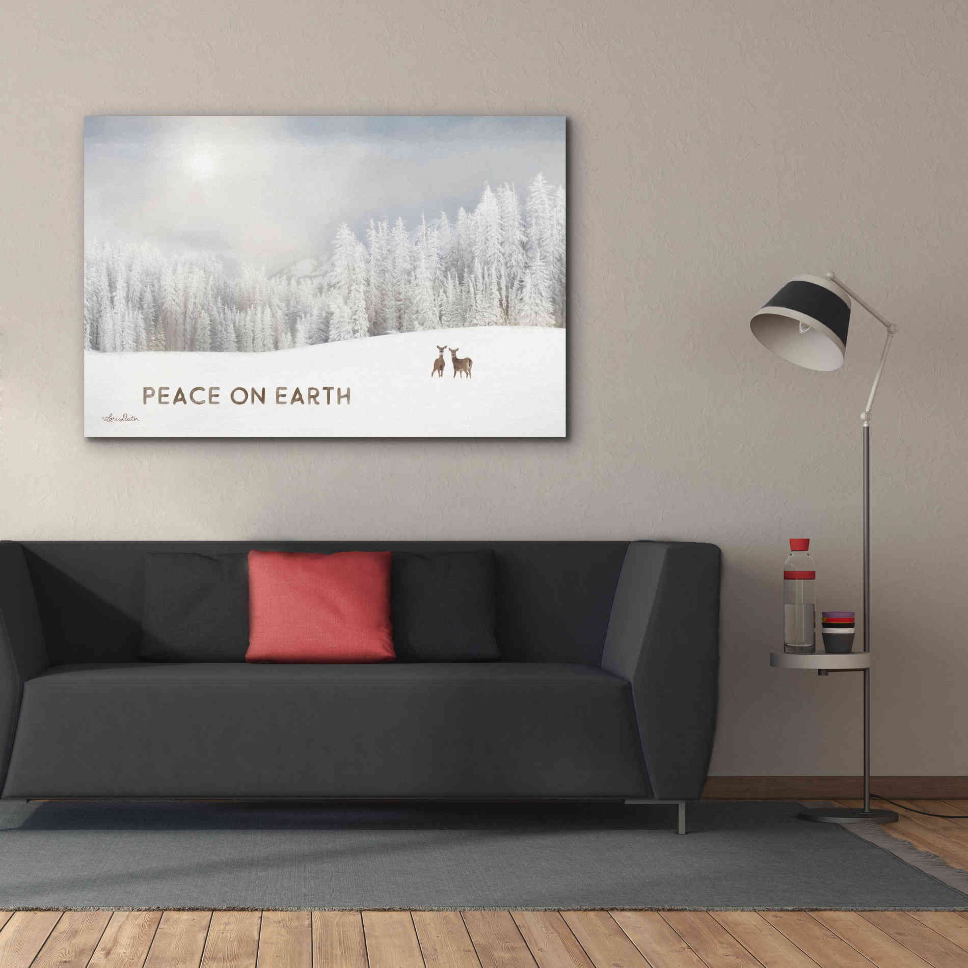 'Lava Mountain Snow Storm with Deer' by Lori Deiter, Canvas Wall Art,60 x 40