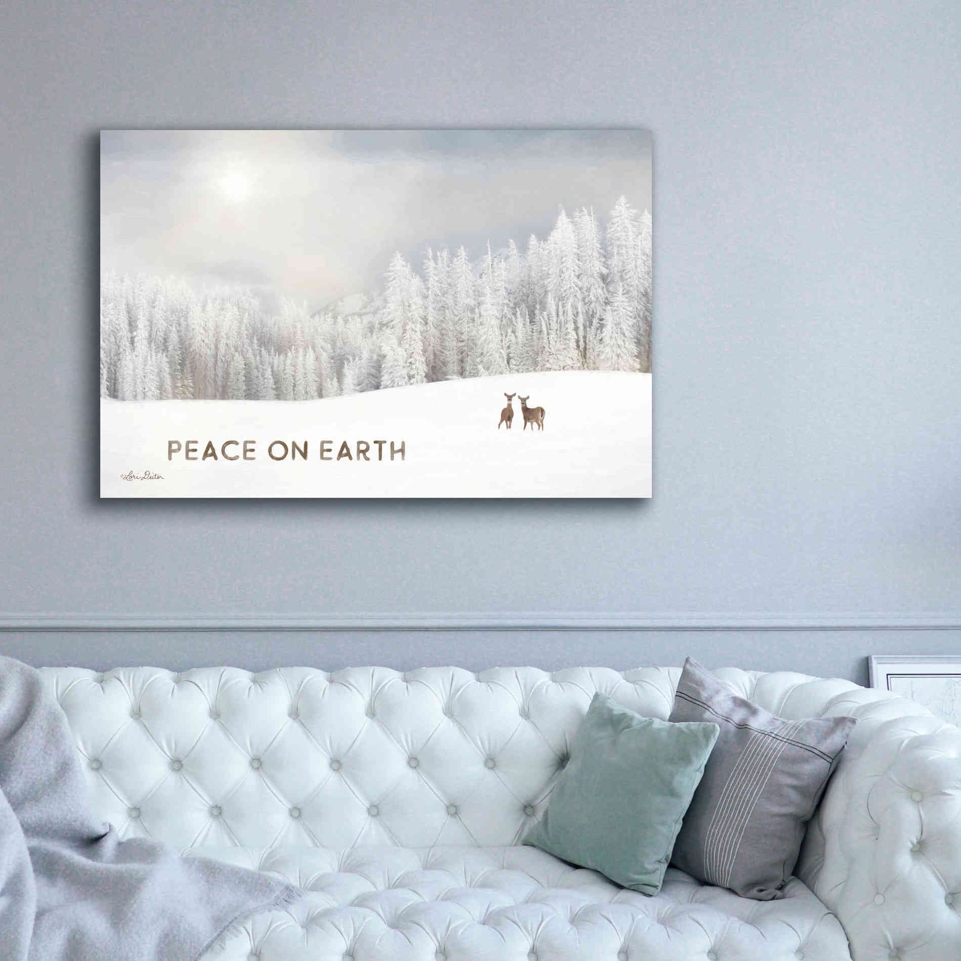 'Lava Mountain Snow Storm with Deer' by Lori Deiter, Canvas Wall Art,60 x 40