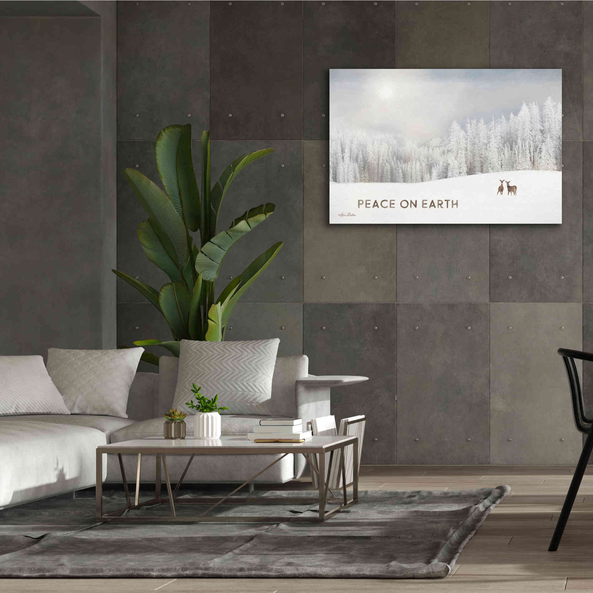 'Lava Mountain Snow Storm with Deer' by Lori Deiter, Canvas Wall Art,60 x 40